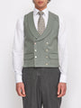 Olive Gabardine Wool Double Breasted Waistcoat