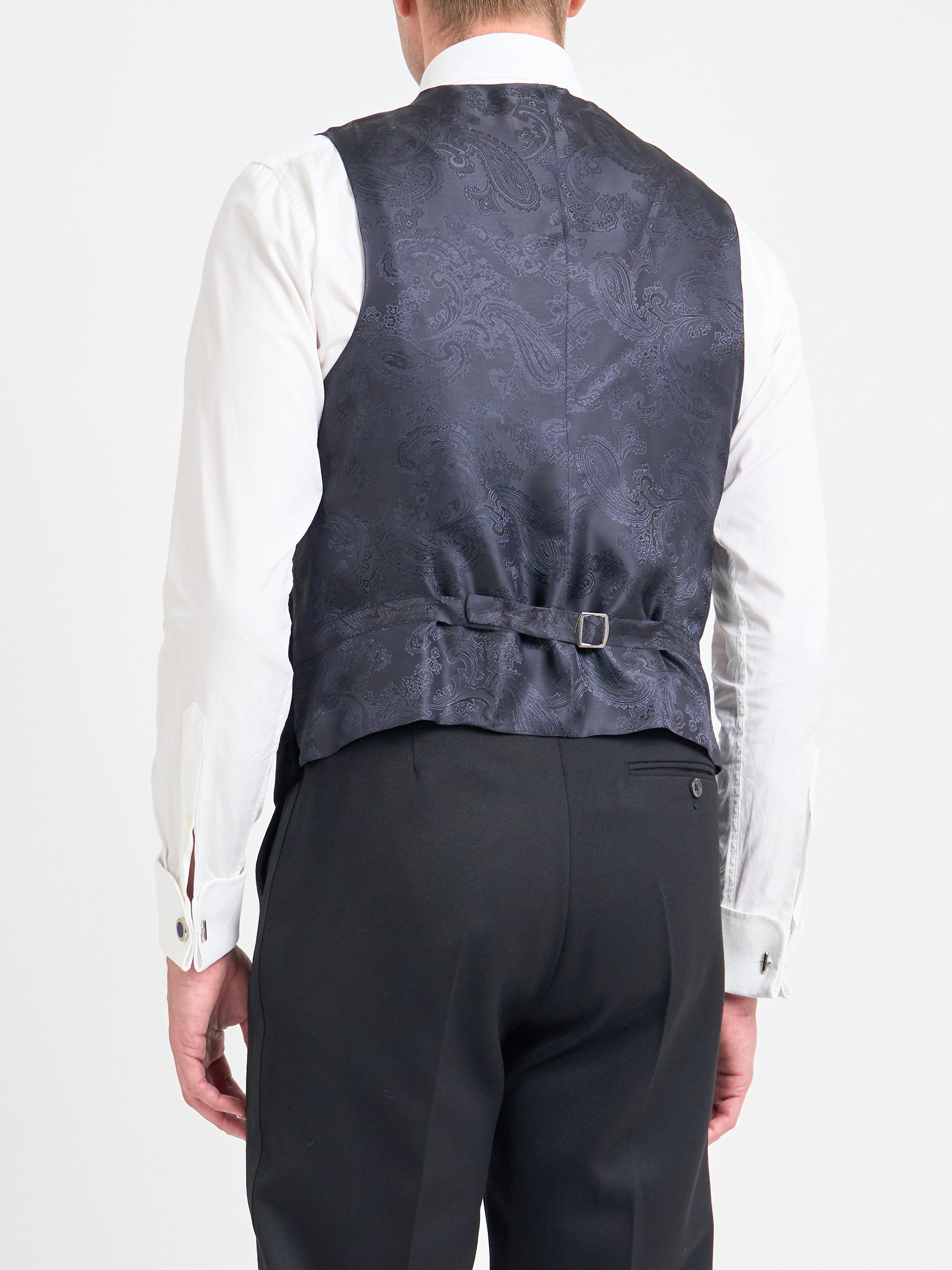 Black Bees Velvet Single Breasted Waistcoat with Piping