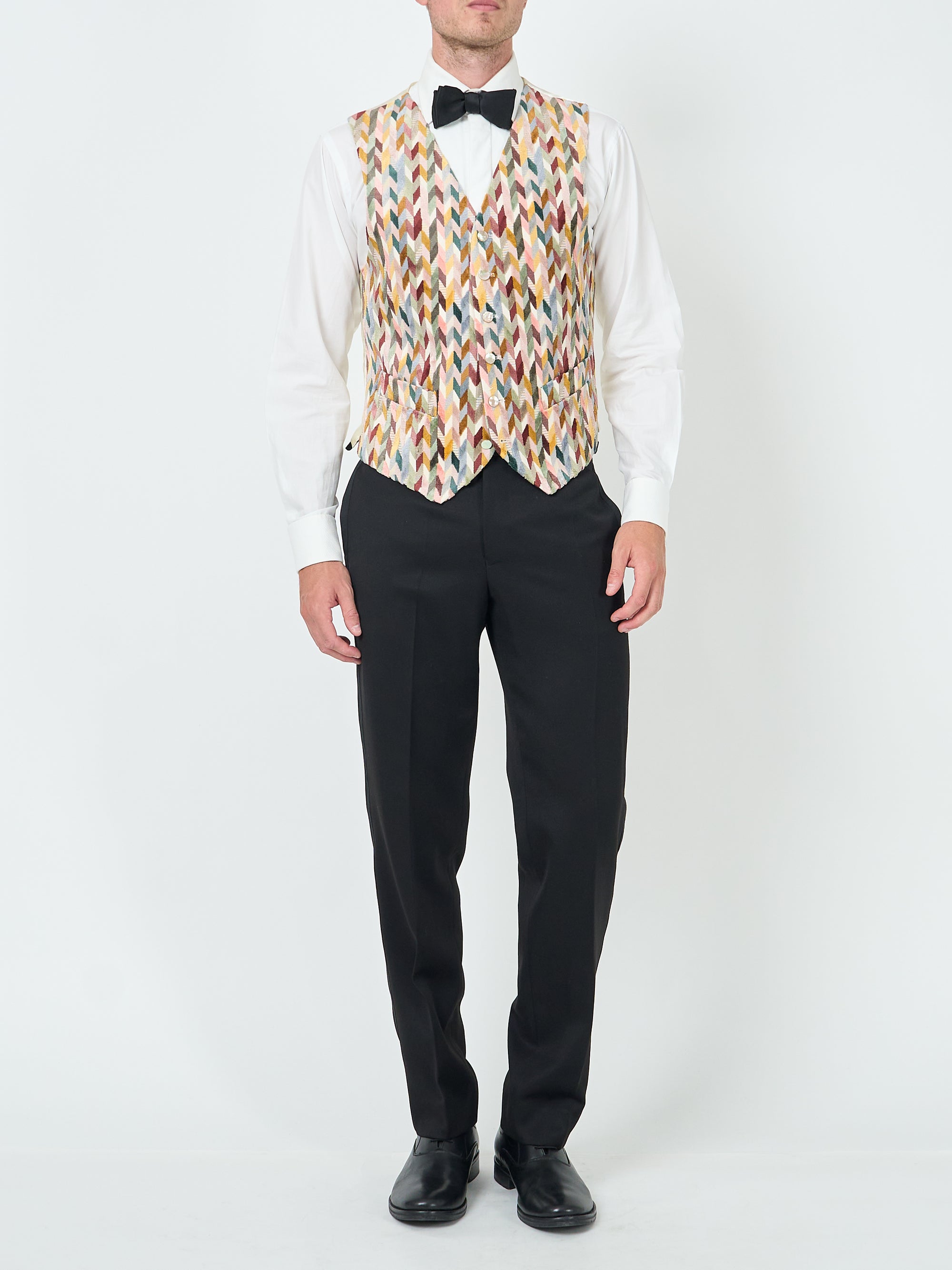 Light Multi Chevron Single Breasted 6 Button Waistcoat