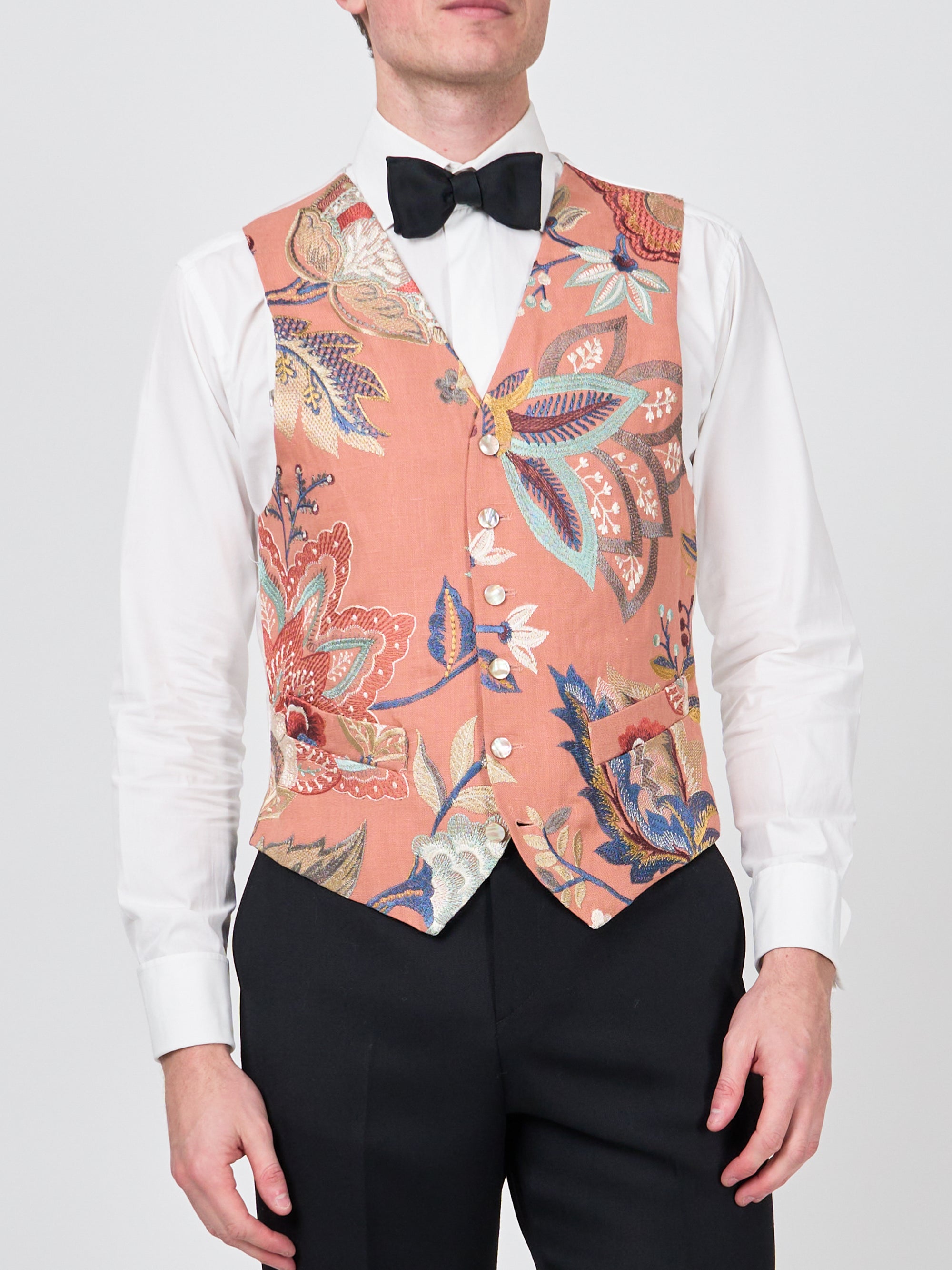 Pink Fulford Single Breasted 6 Button Waistcoat