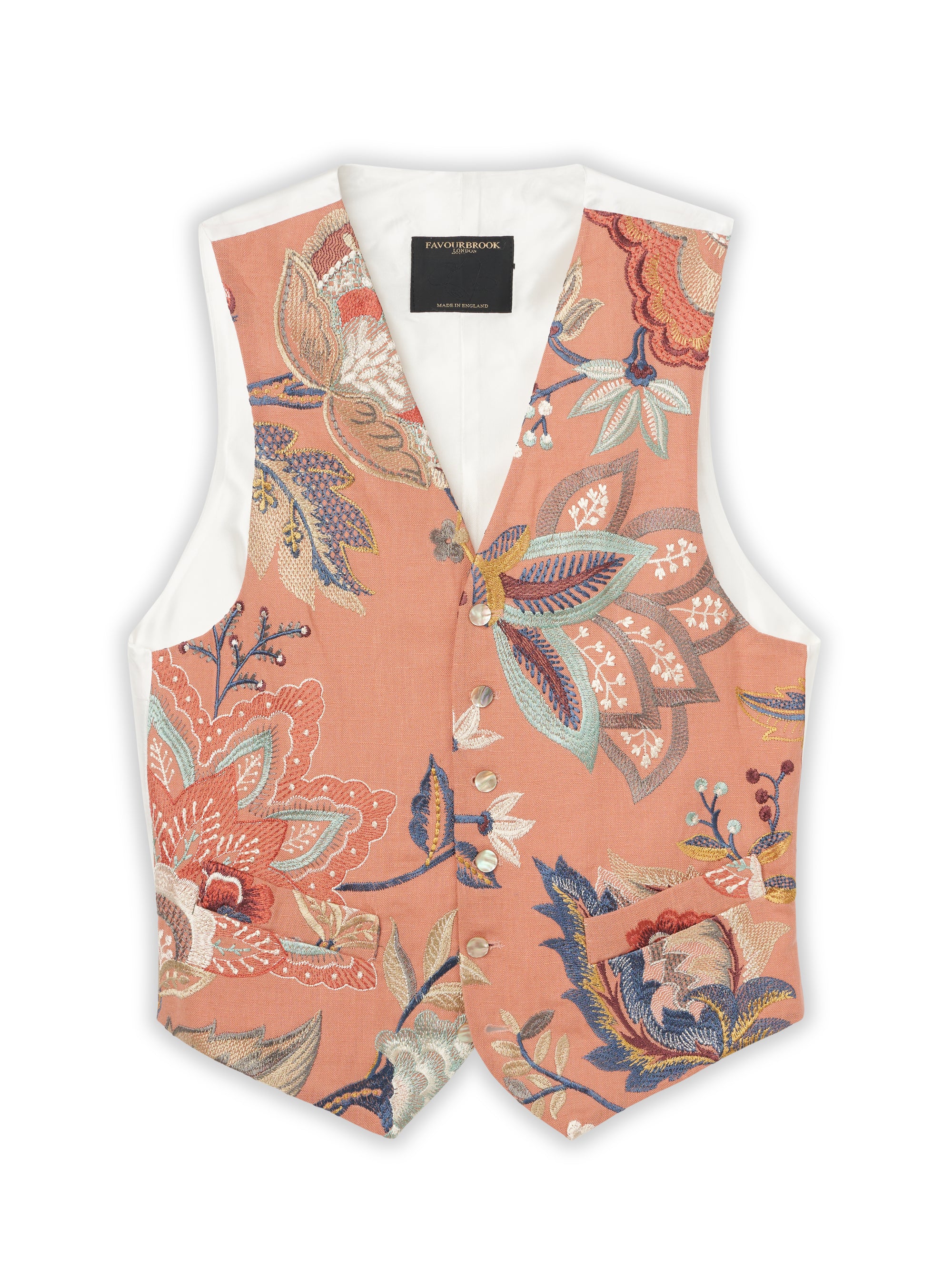Pink Fulford Single Breasted 6 Button Waistcoat