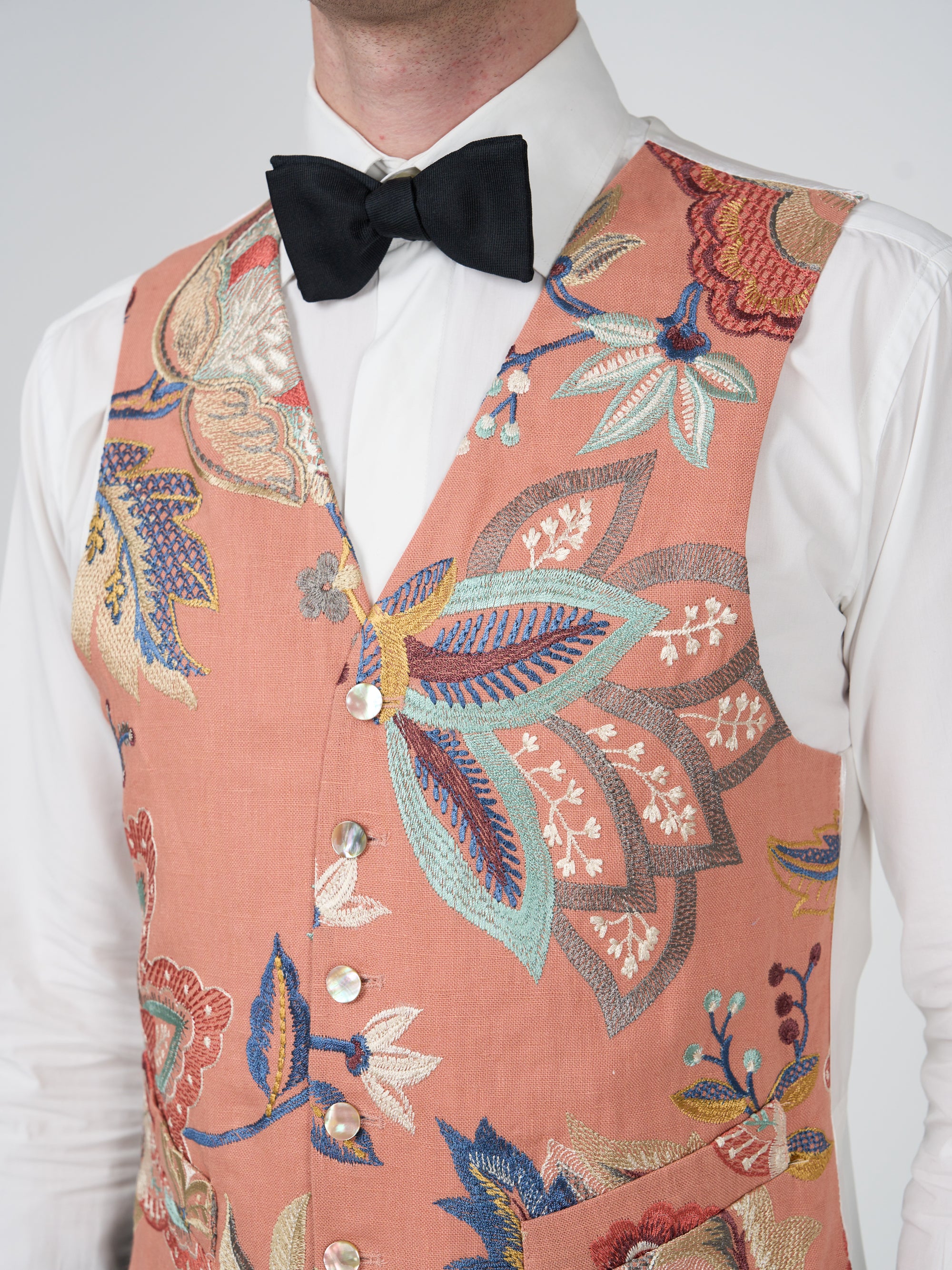 Pink Fulford Single Breasted 6 Button Waistcoat