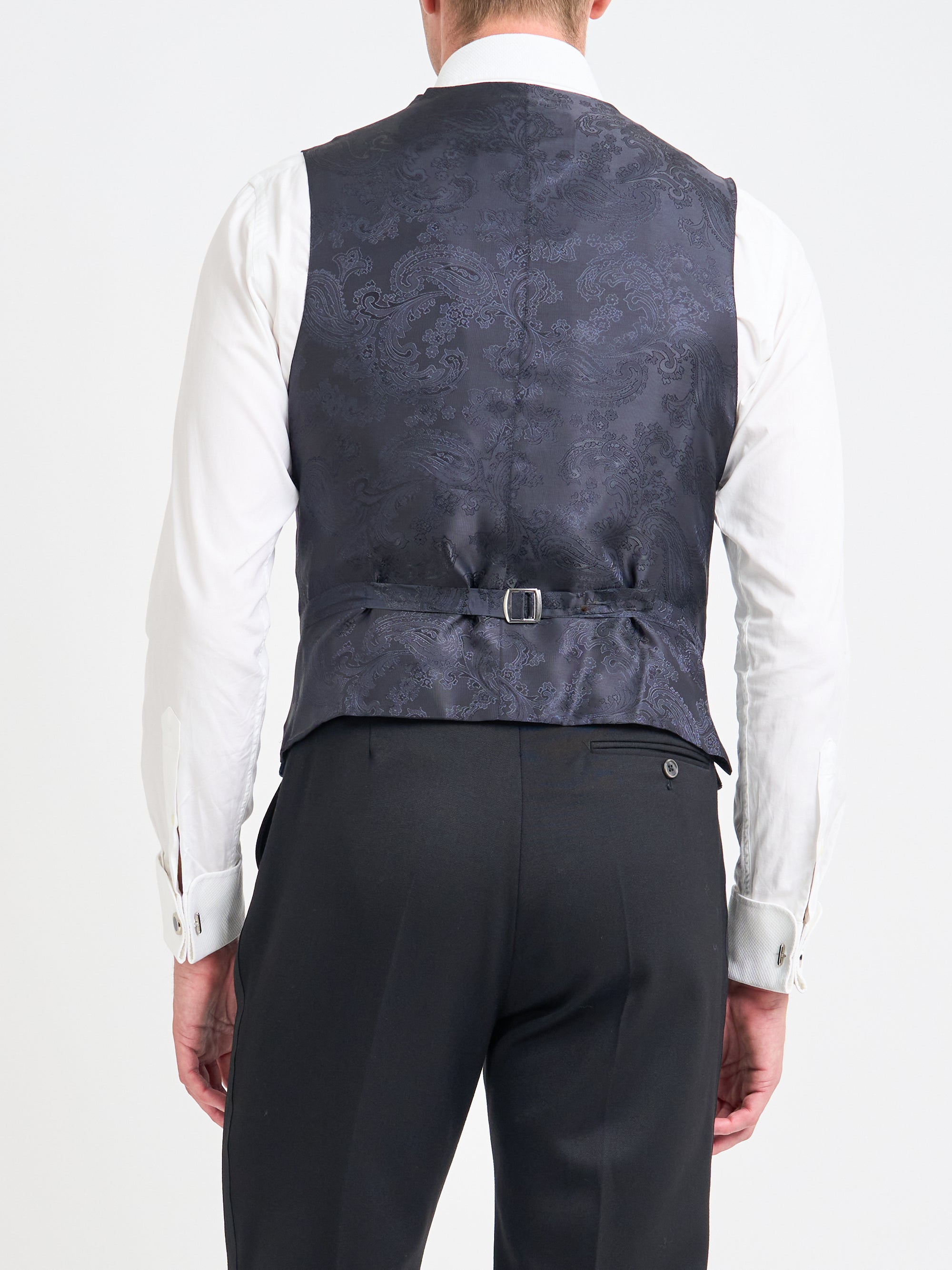 Midnight Idris Floral Velvet Cotton Single Breasted Waistcoat