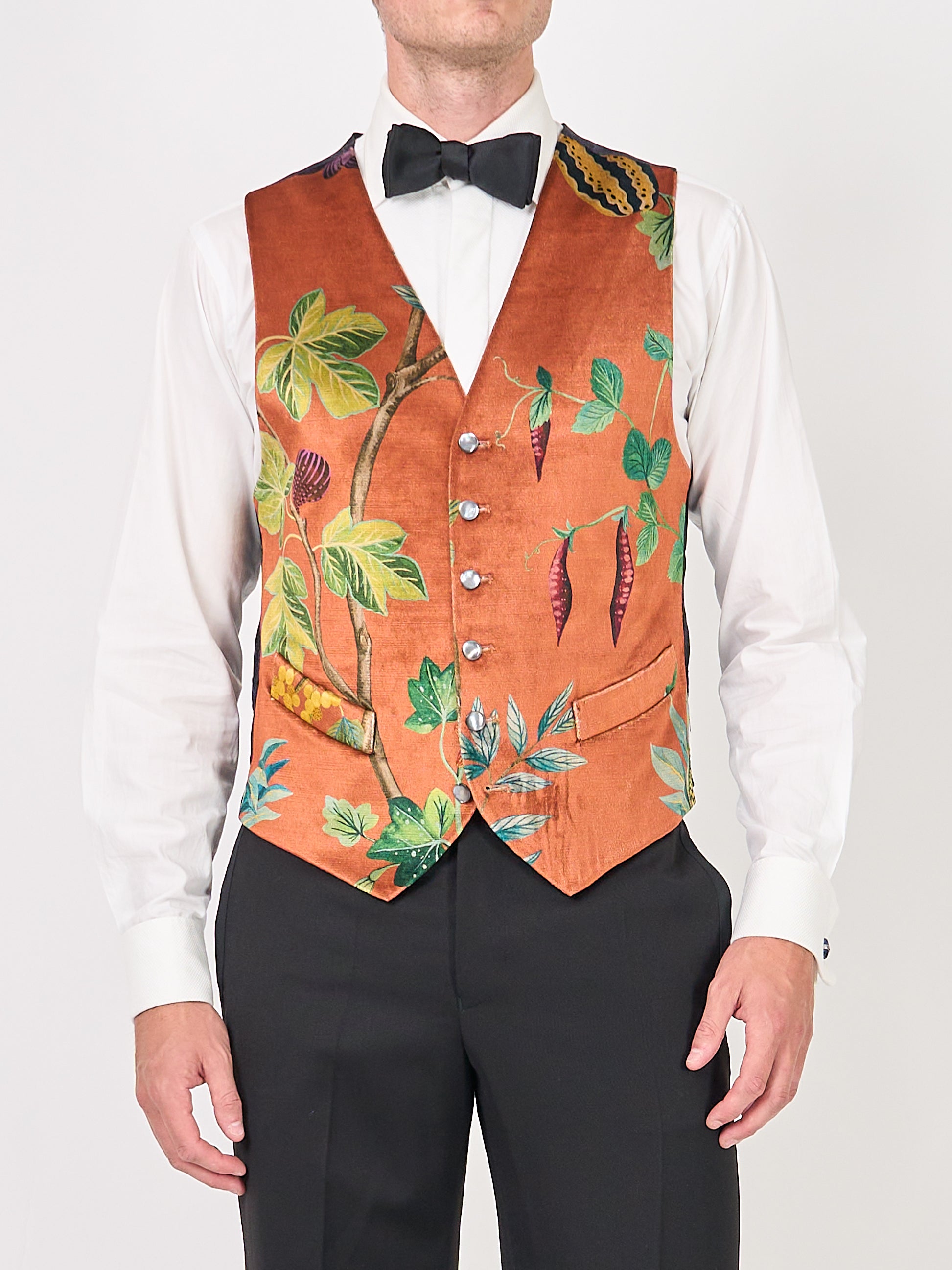 Copper Regency Velvet Single Breasted Waistcoat - Main Image