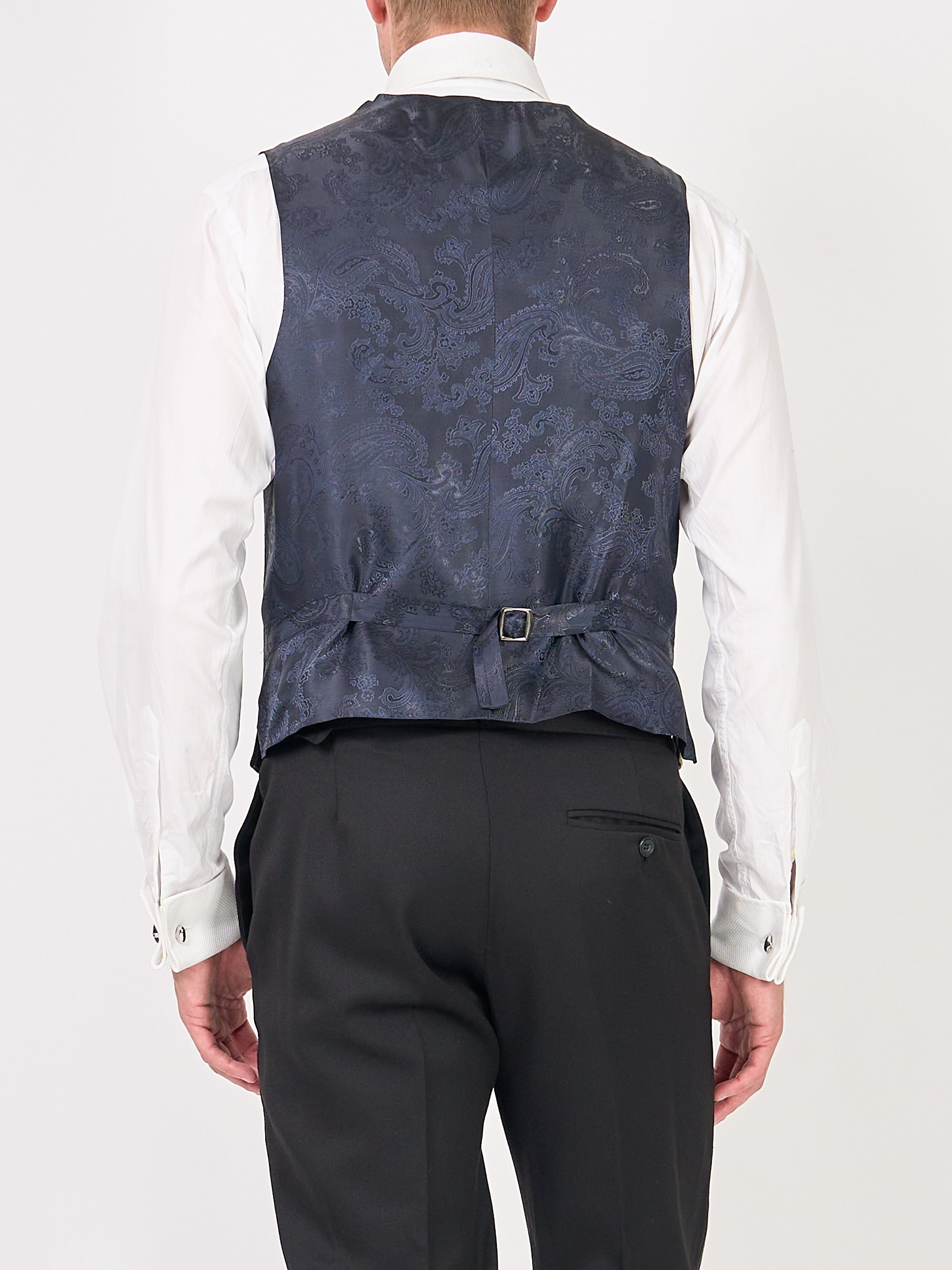 Navy Regency Velvet Single Breasted 6 Button Waistcoat