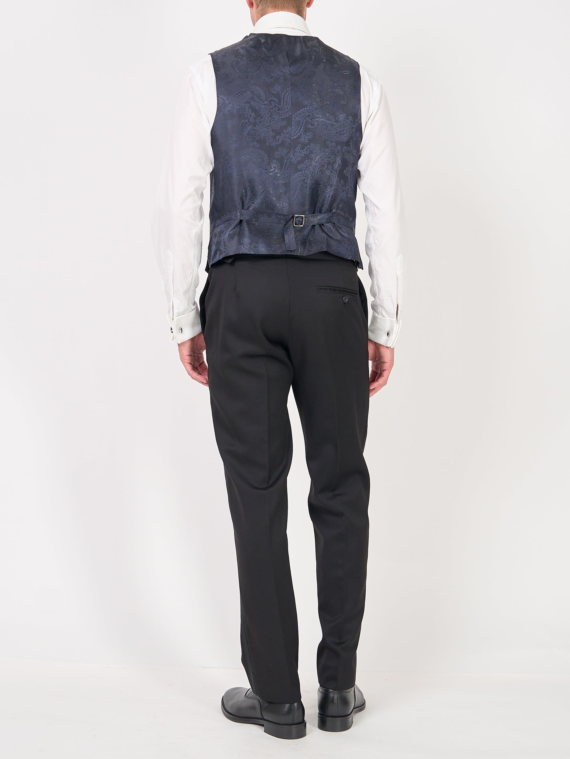 Navy Regency Velvet Single Breasted 6 Button Waistcoat