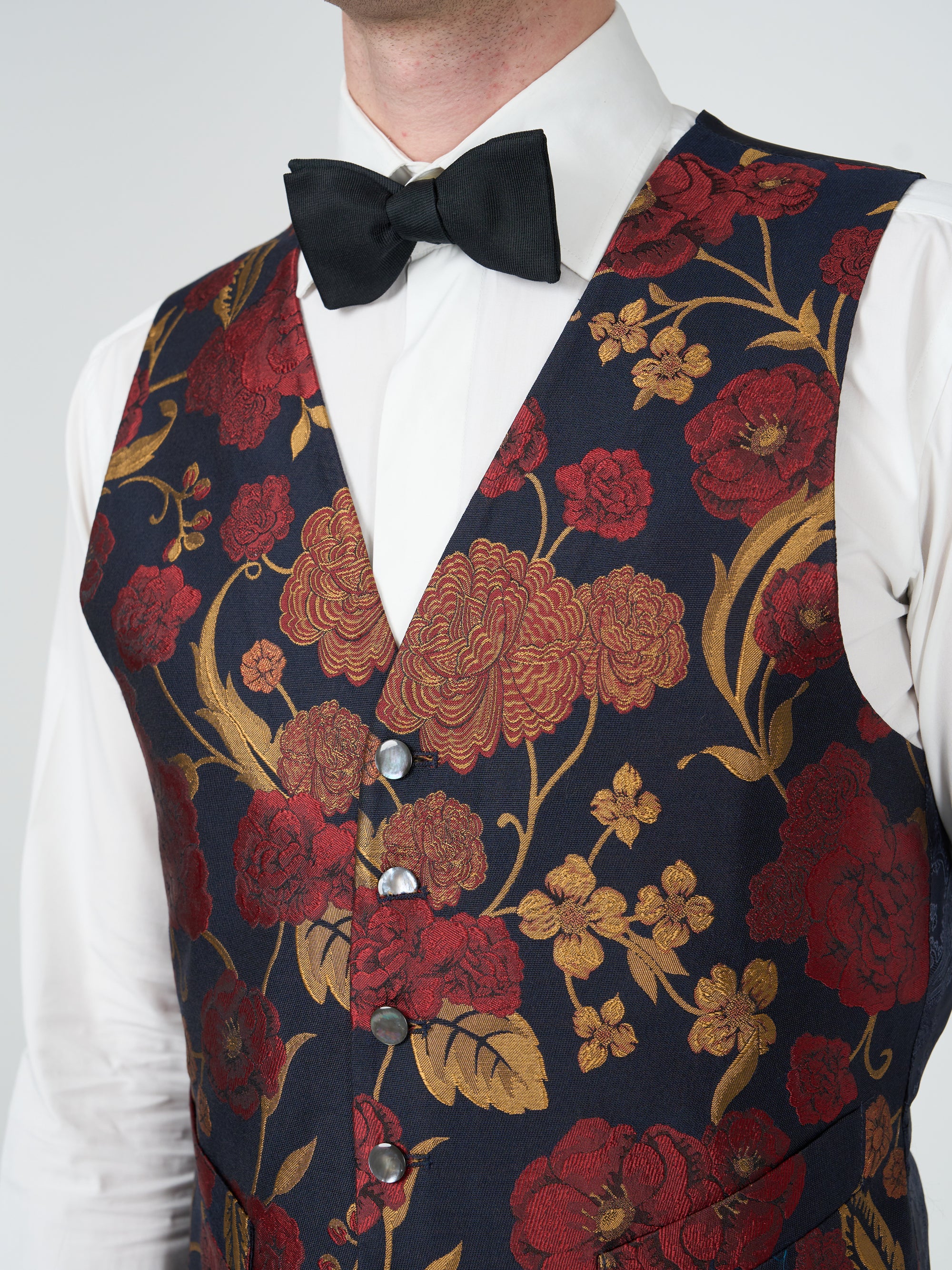 Midnight Red Winnington Silk Single Breasted 6 Button Waistcoat