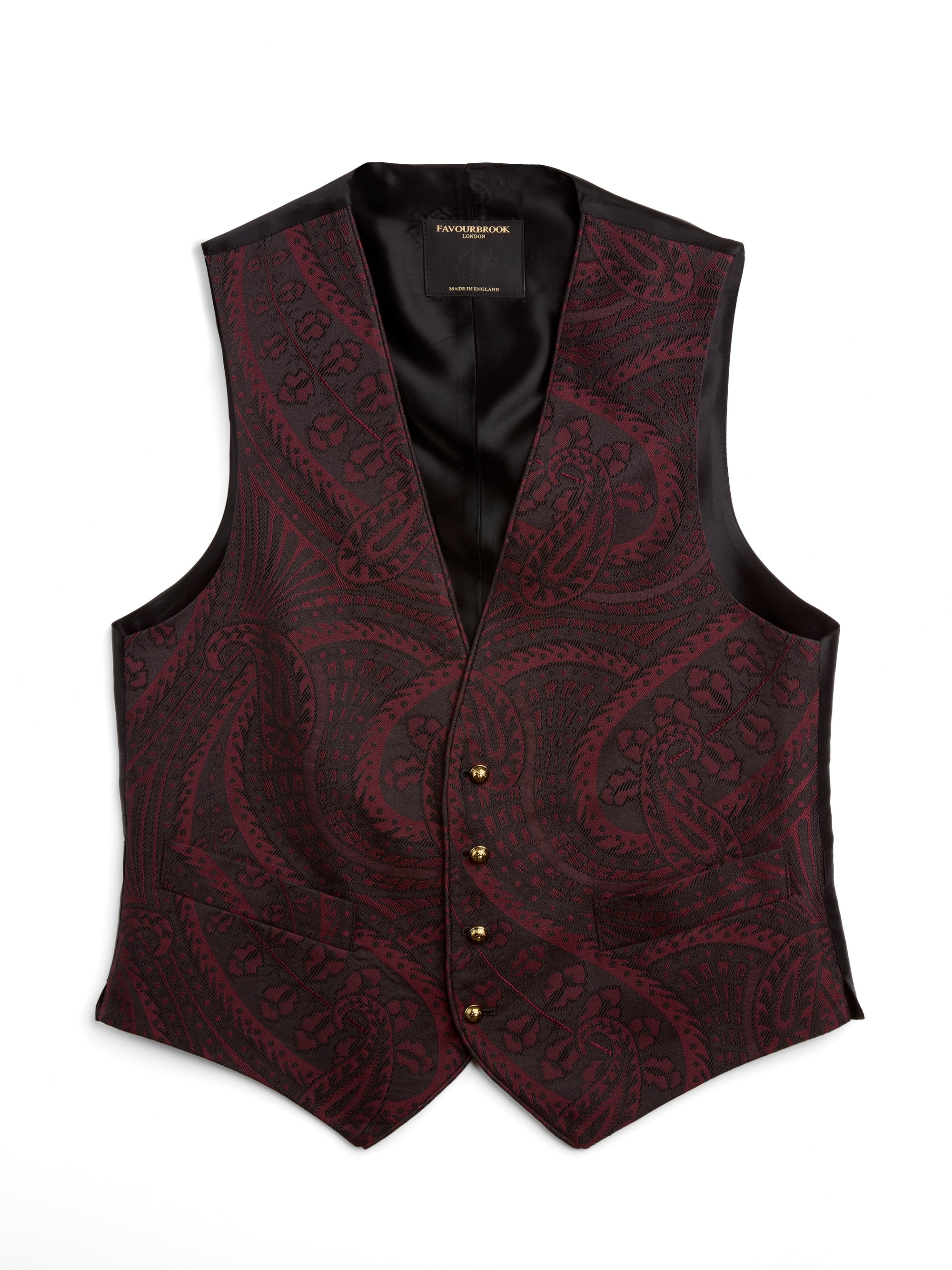 Burgundy Heathcote Paisley Single Breasted Waistcoat