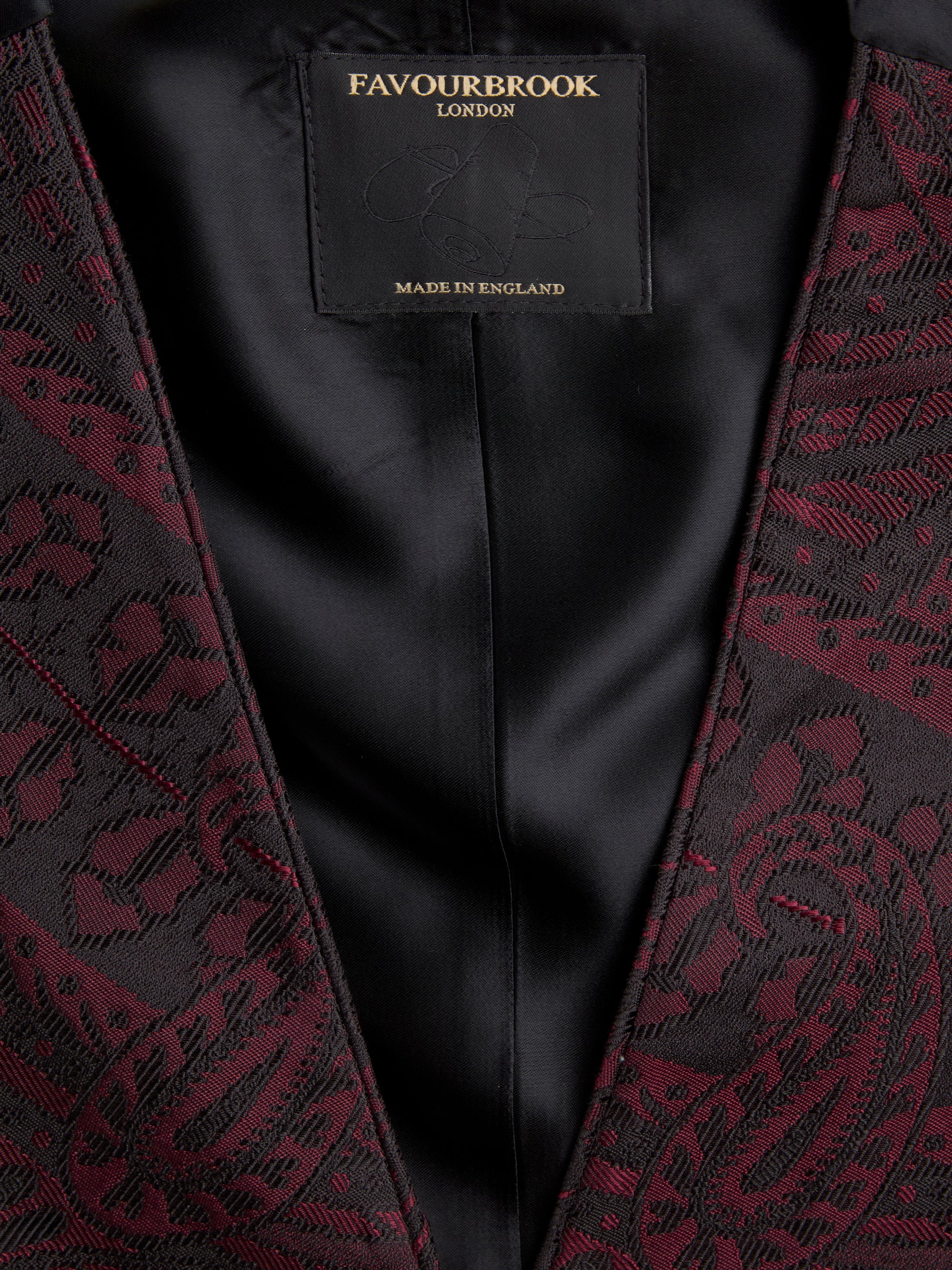 Burgundy Heathcote Paisley Single Breasted Waistcoat
