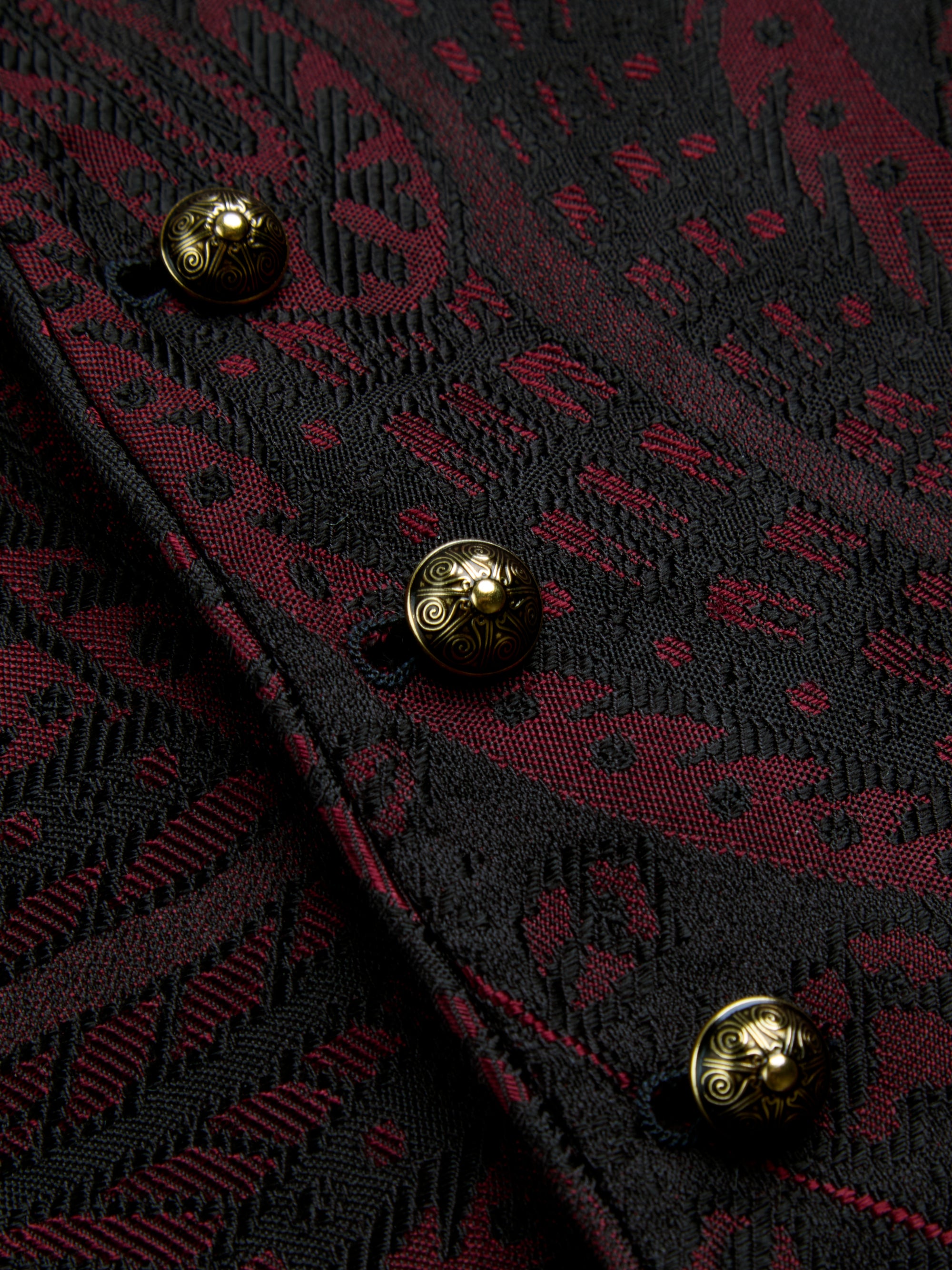 Burgundy Heathcote Paisley Single Breasted Waistcoat