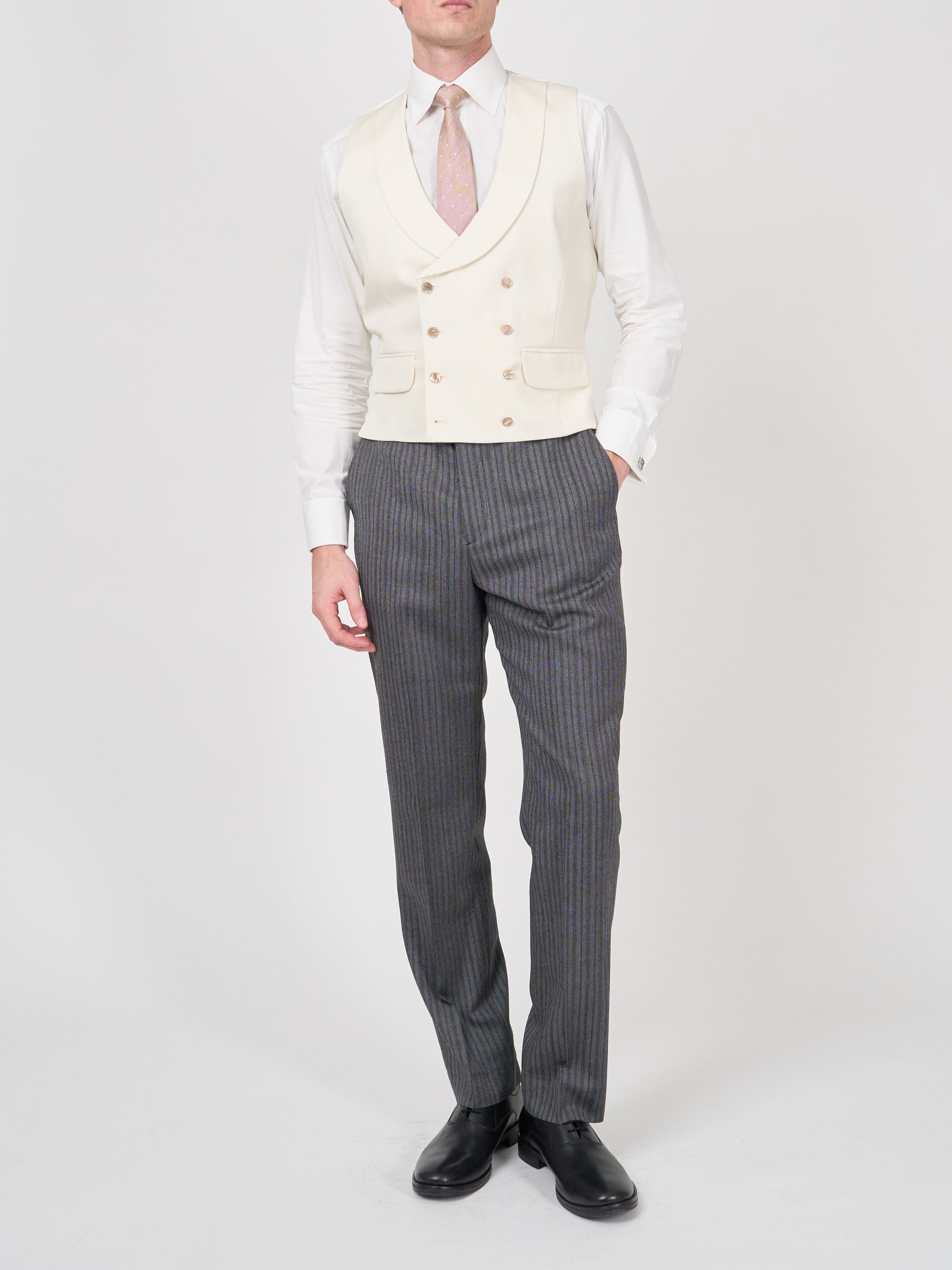Cream Gabardine Wool Double Breasted Waistcoat