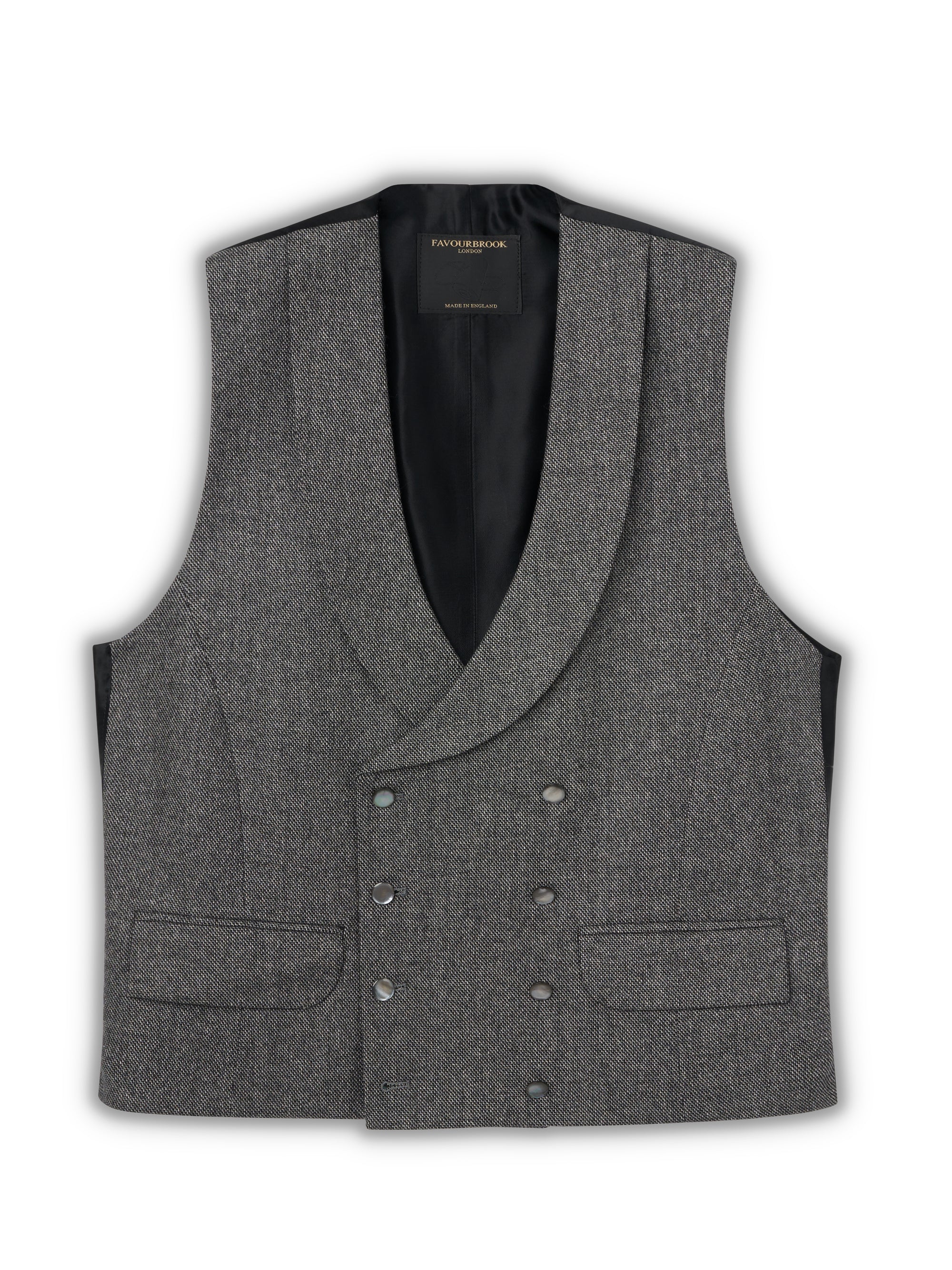 Grey Wilton Cashmere Double Breasted 8 Button Shawl Lapel Waistcoat