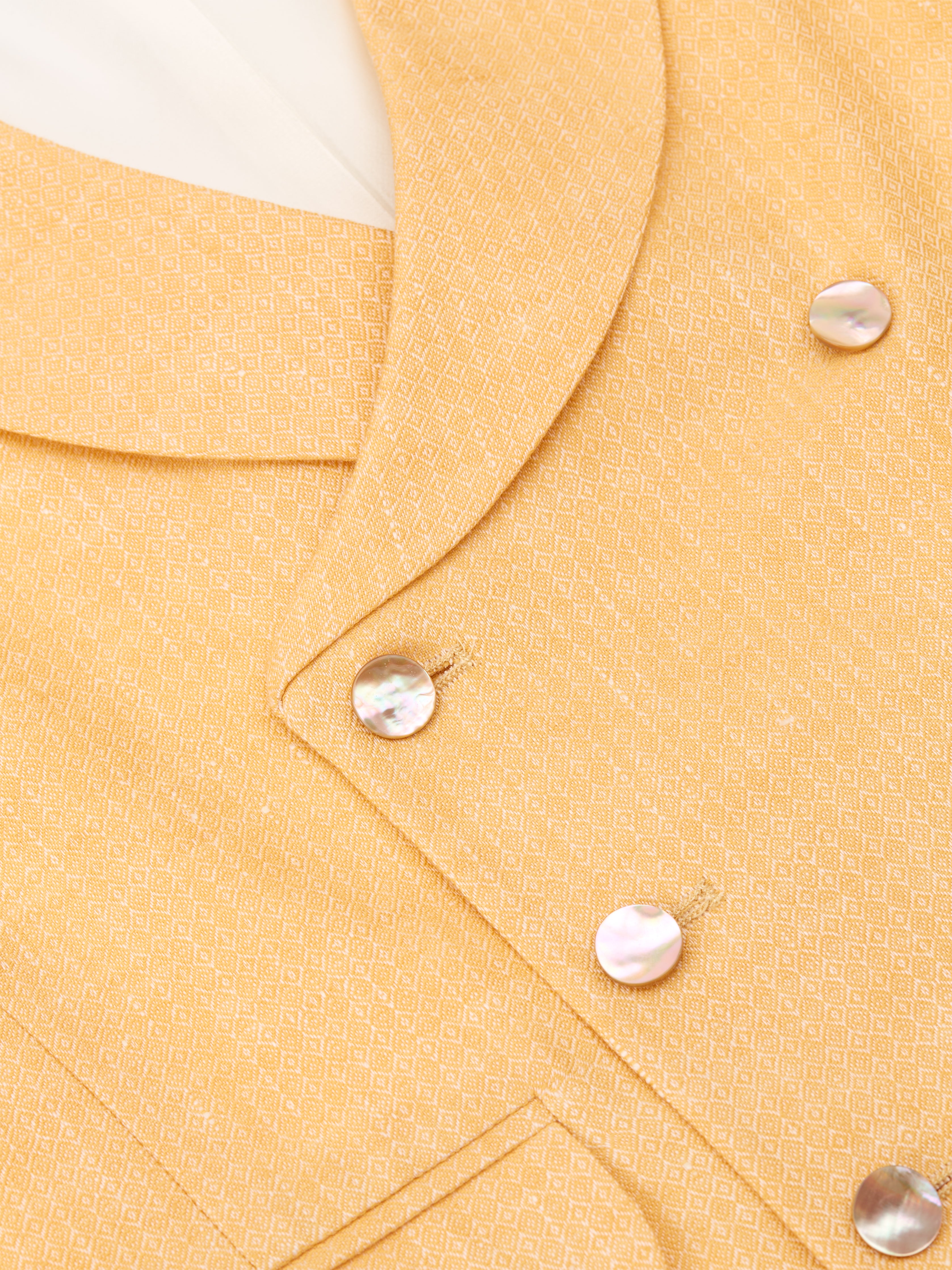 Canary Yellow Alnwick Herringbone Double-Breasted 8-button Shawl Lapel Waistcoat