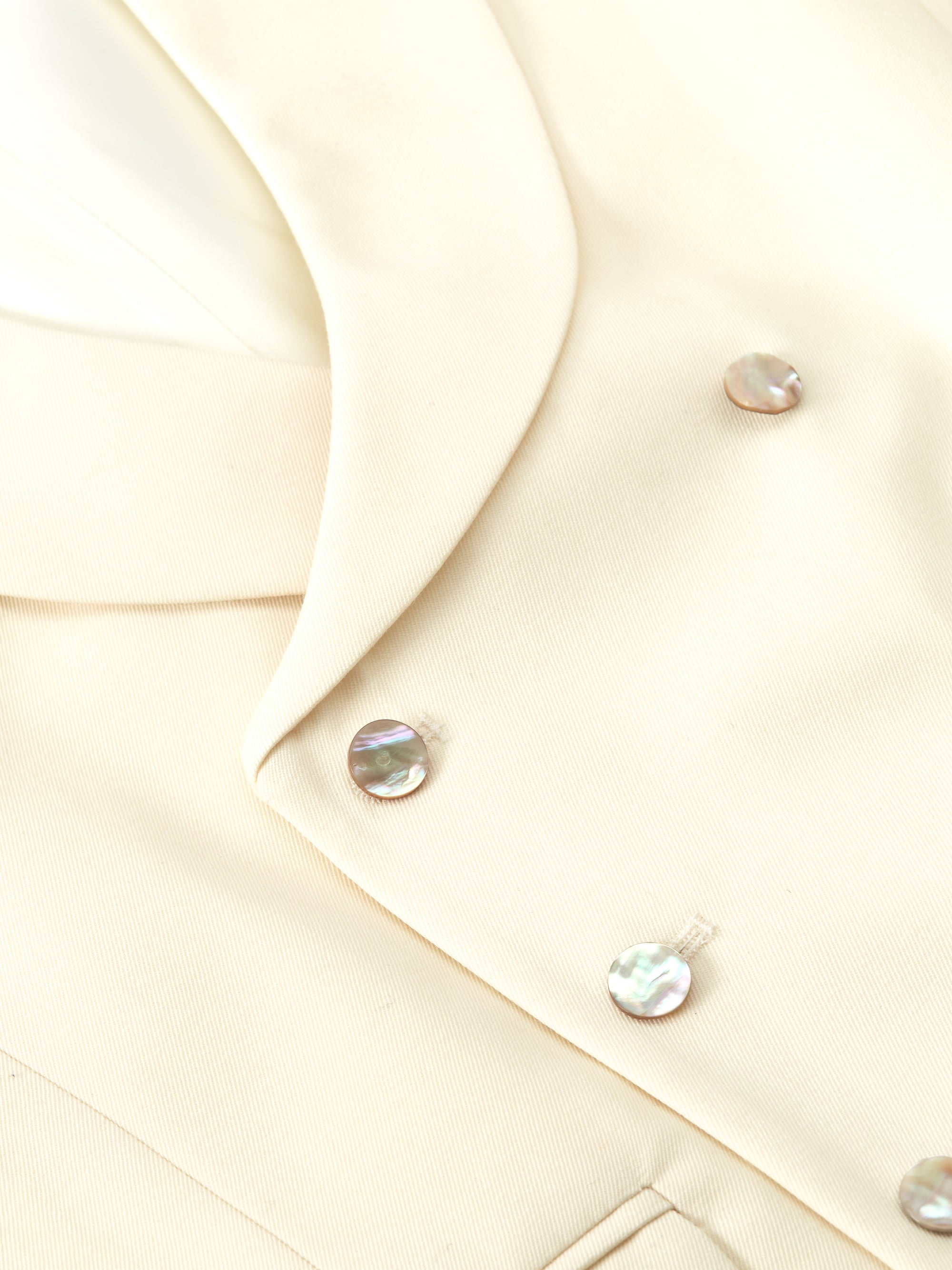 Cream Gabardine Wool Double Breasted Waistcoat