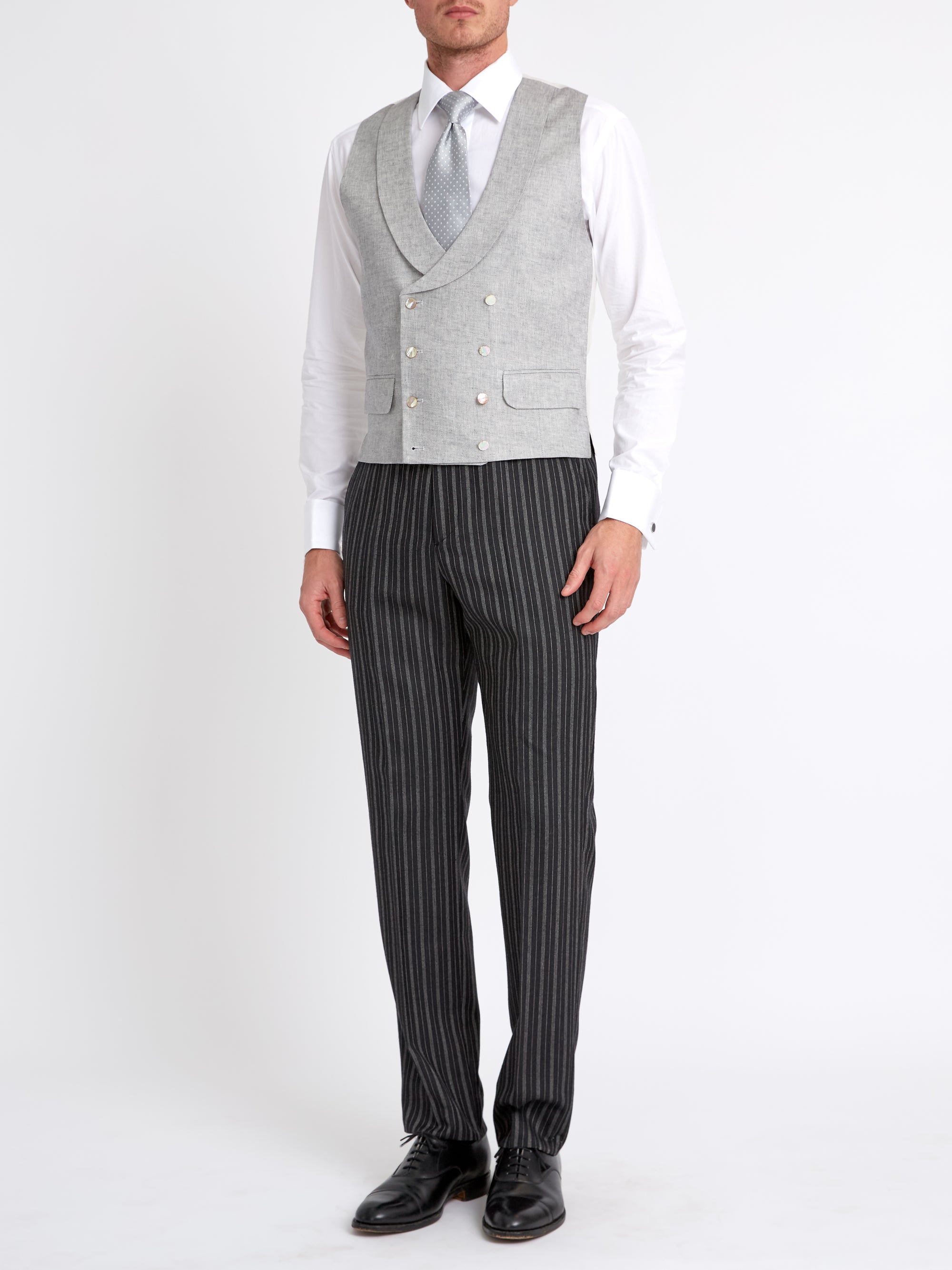 Grey Frampton Double Breasted 8 Button Shawl Lapel Waistcoat