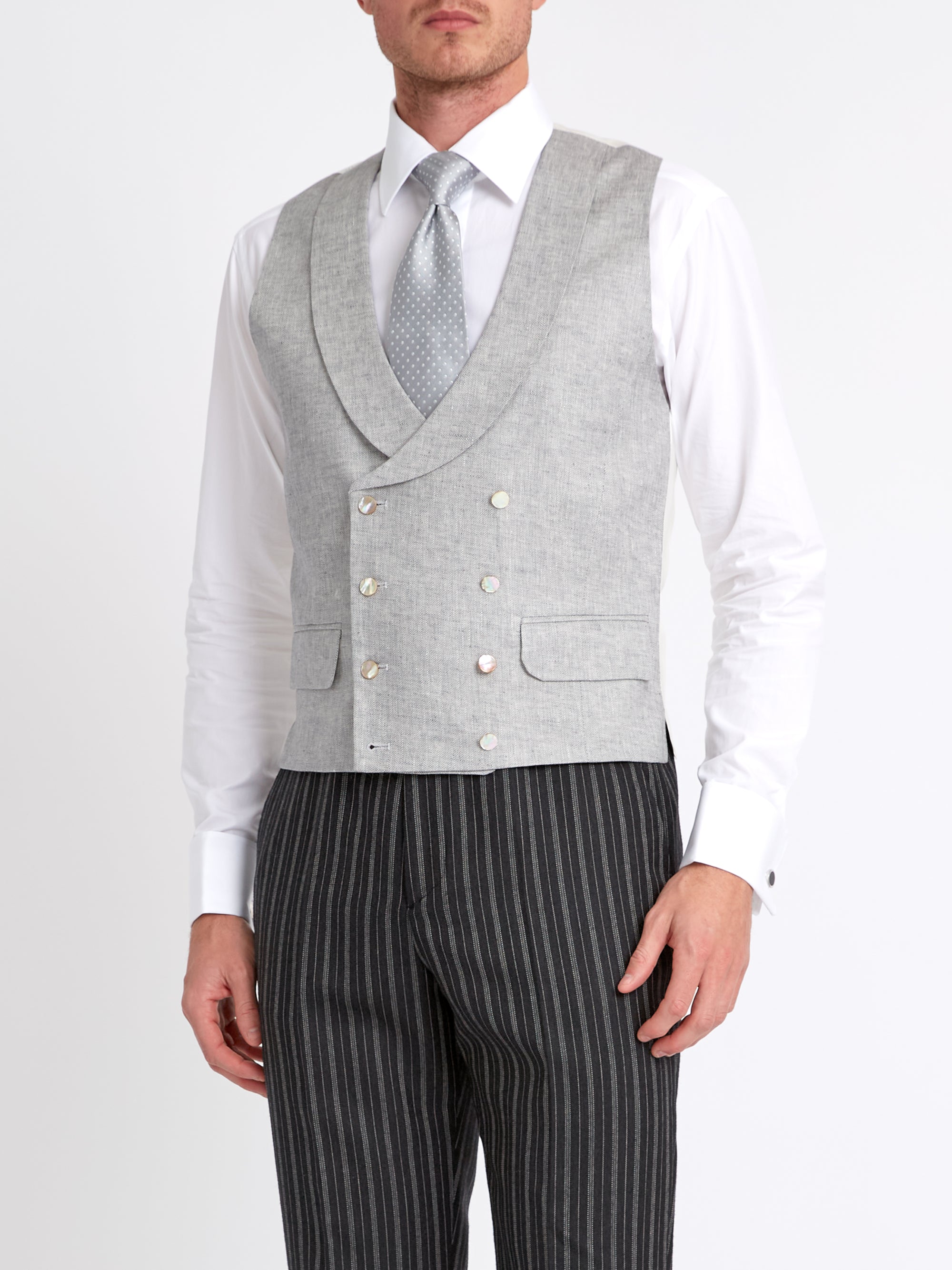 Grey Frampton Double Breasted 8 Button Shawl Lapel Waistcoat