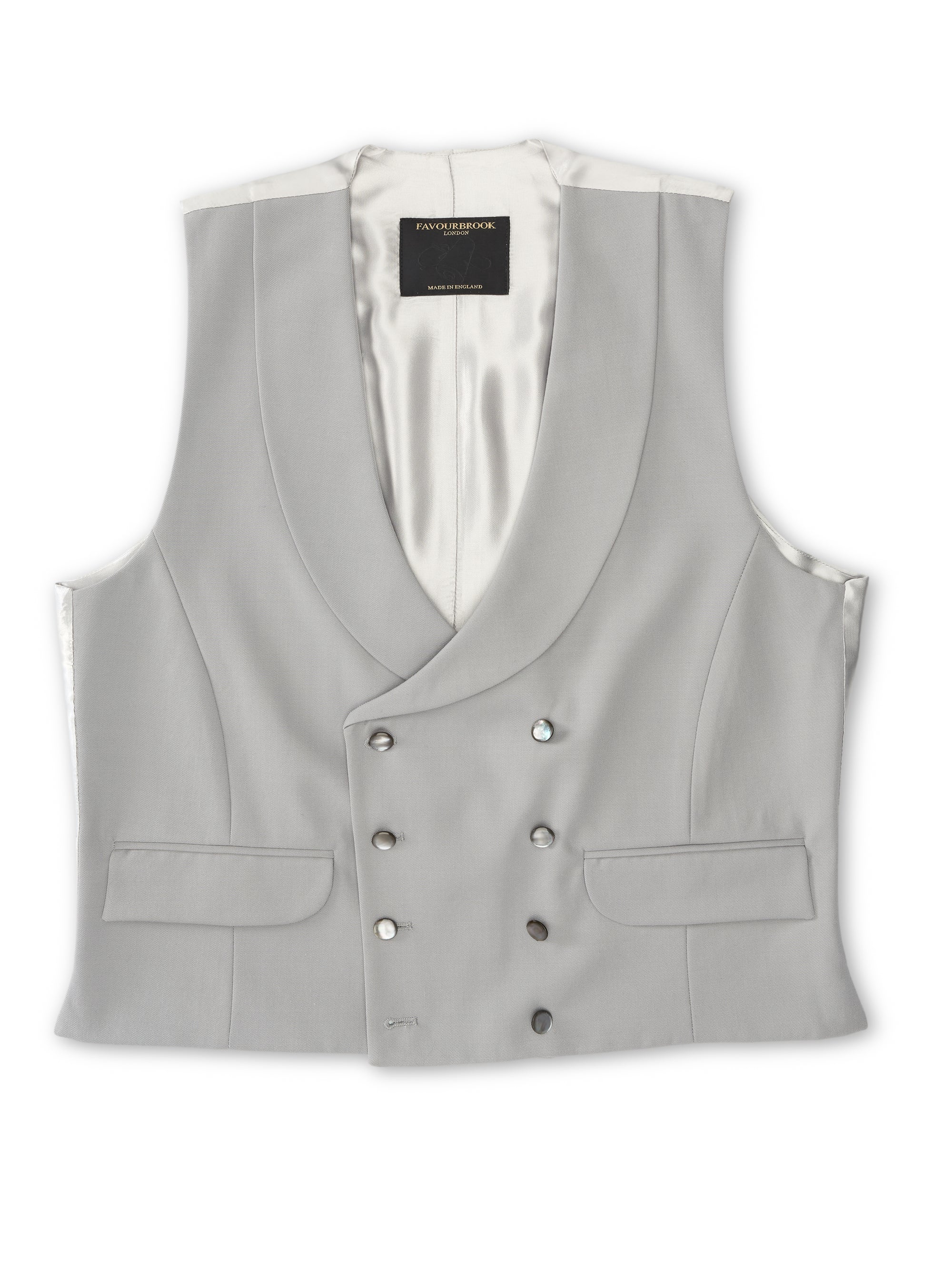 Grey Gabardine Wool Double Breasted Waistcoat