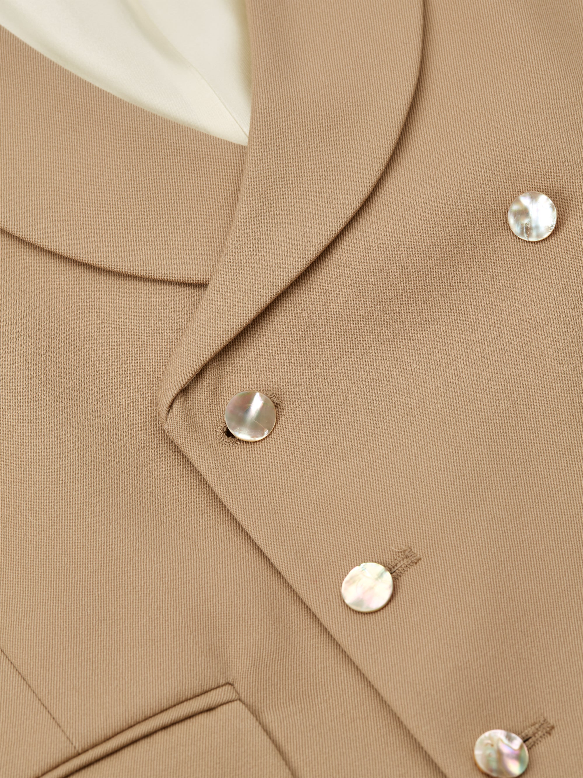 Beige Gabardine Wool Double Breasted Waistcoat