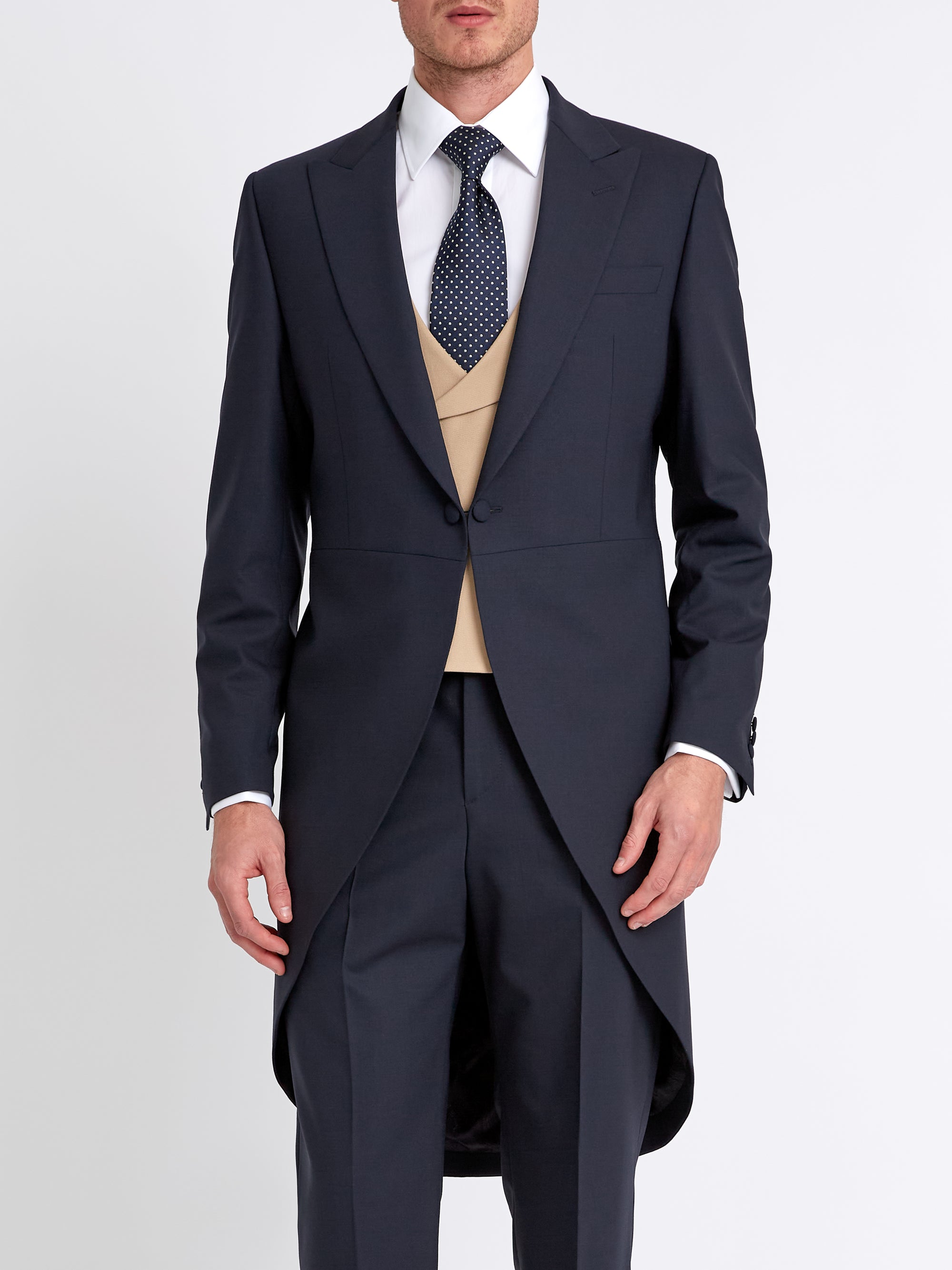 Beige Gabardine Wool Double Breasted 8 Button Shawl Lapel Waistcoat