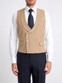 Beige Gabardine Wool Double Breasted Waistcoat