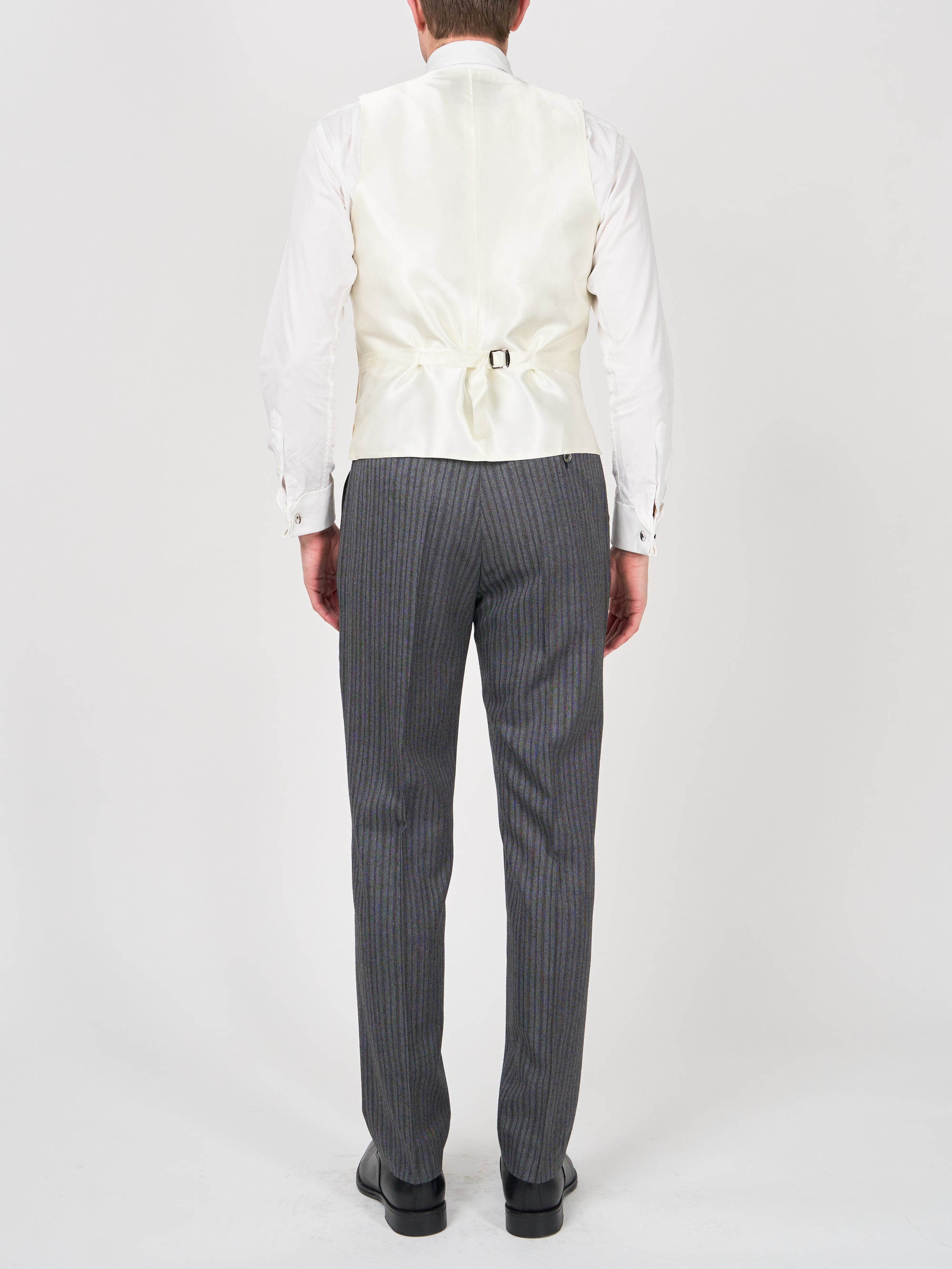 Yellow Gabardine Wool Double Breasted Waistcoat with Piping