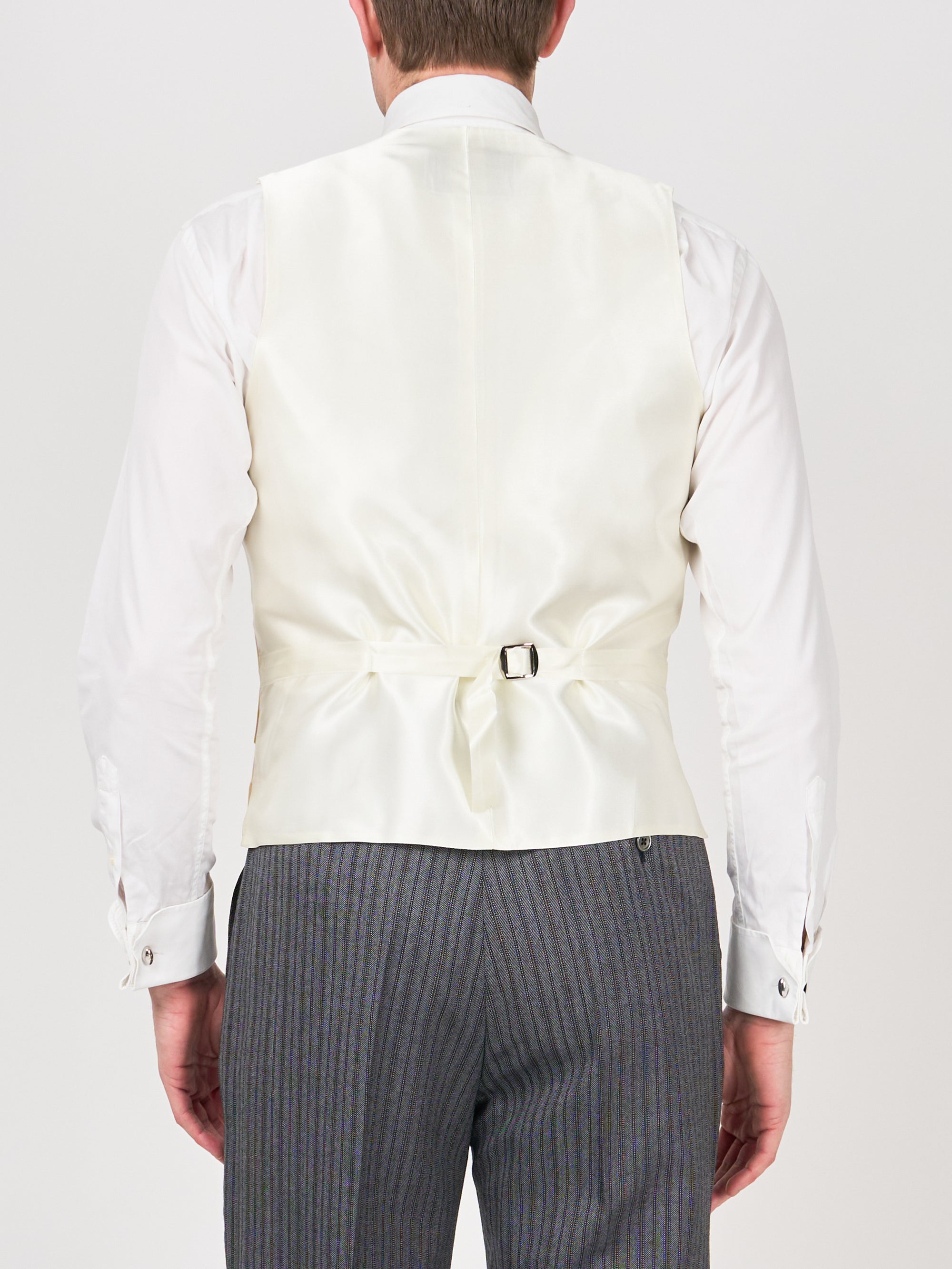 Yellow Gabardine Wool Double Breasted Waistcoat with Piping