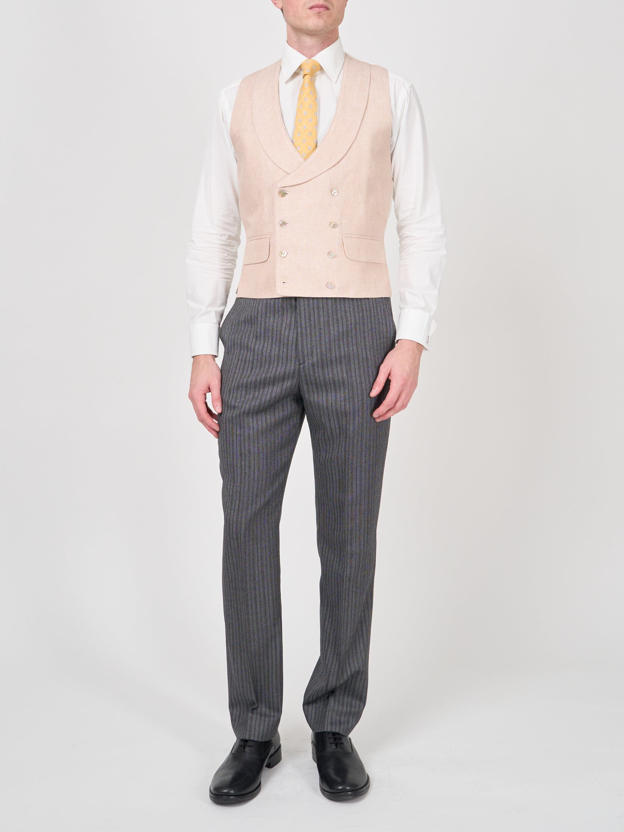 Pastel Pink Randwick Double Breasted Waistcoat with Piping
