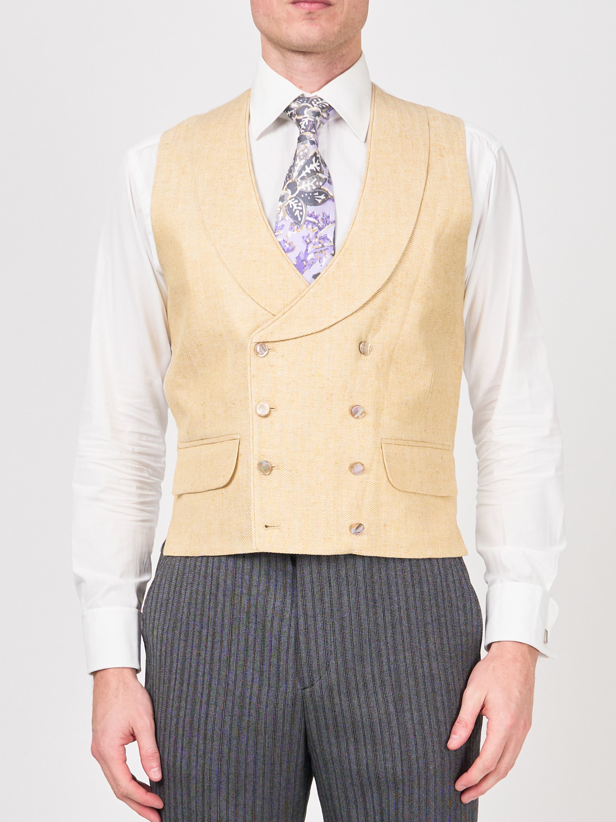 Sand Randwick Double Breasted Waistcoat with Piping