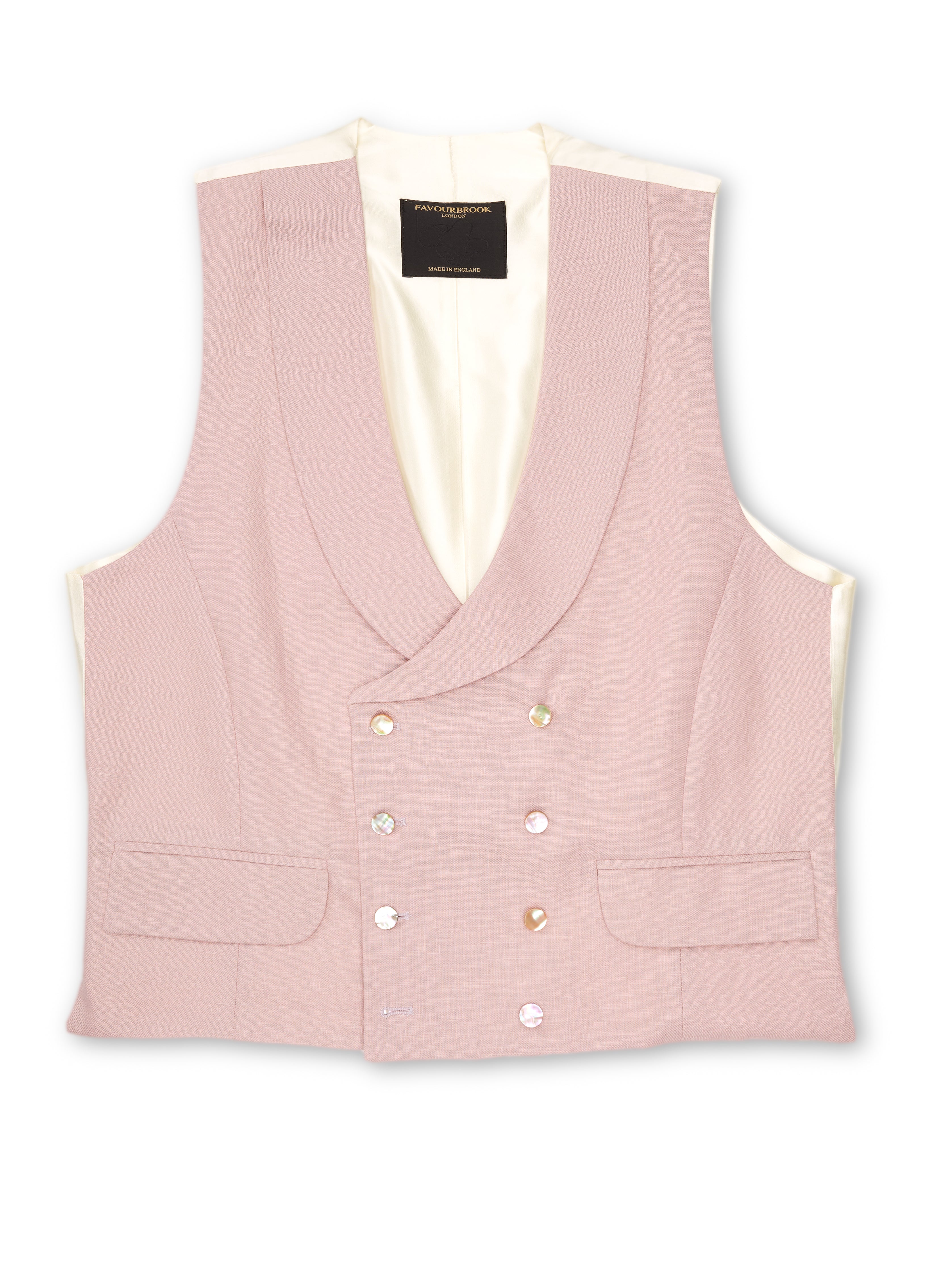 Pink Linton Double Breasted 8 Button Shawl Lapel Waistcoat