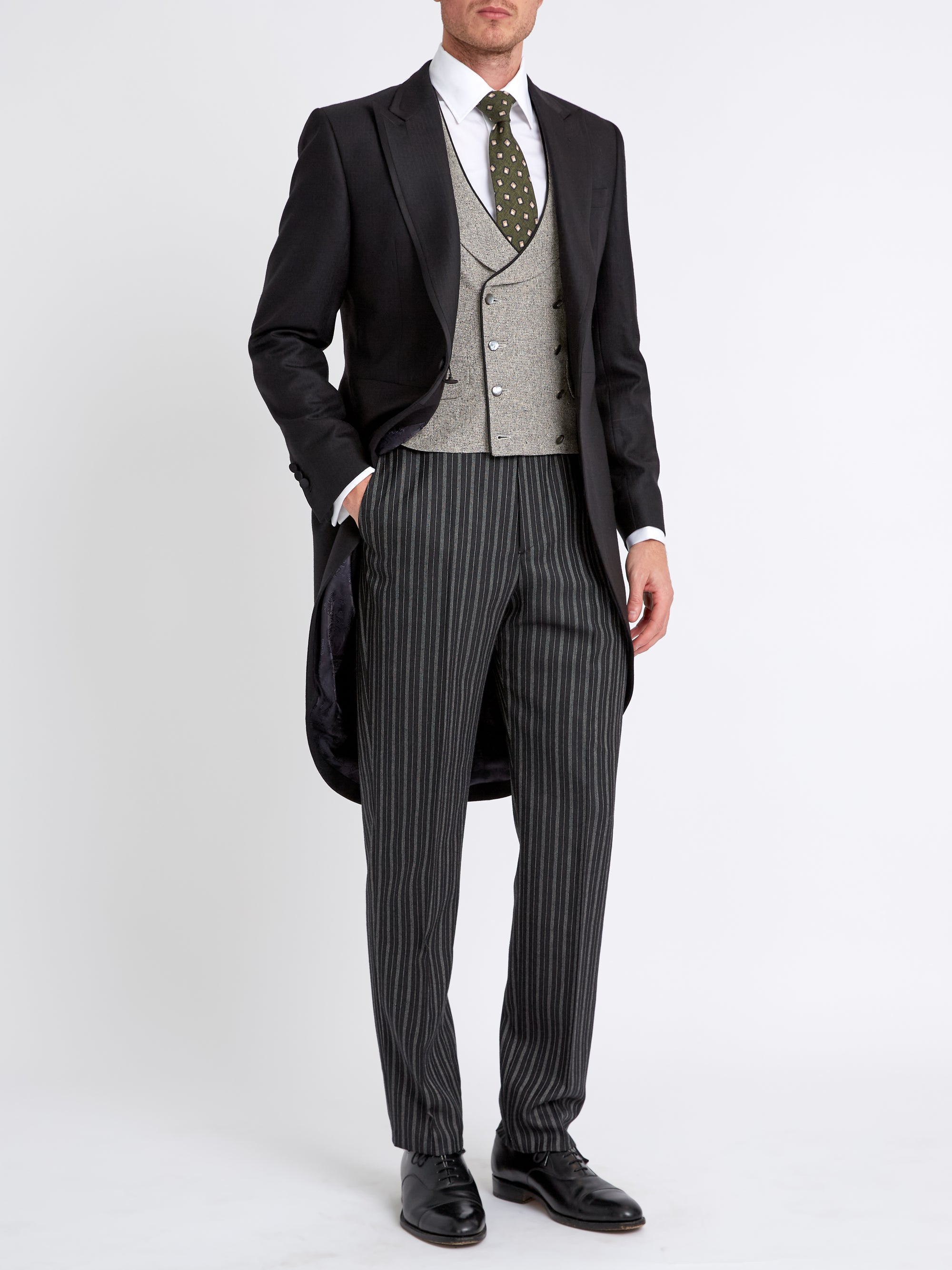 Osterley Grey Double Breasted 8 Button Shawl Lapel Piped Waistcoat