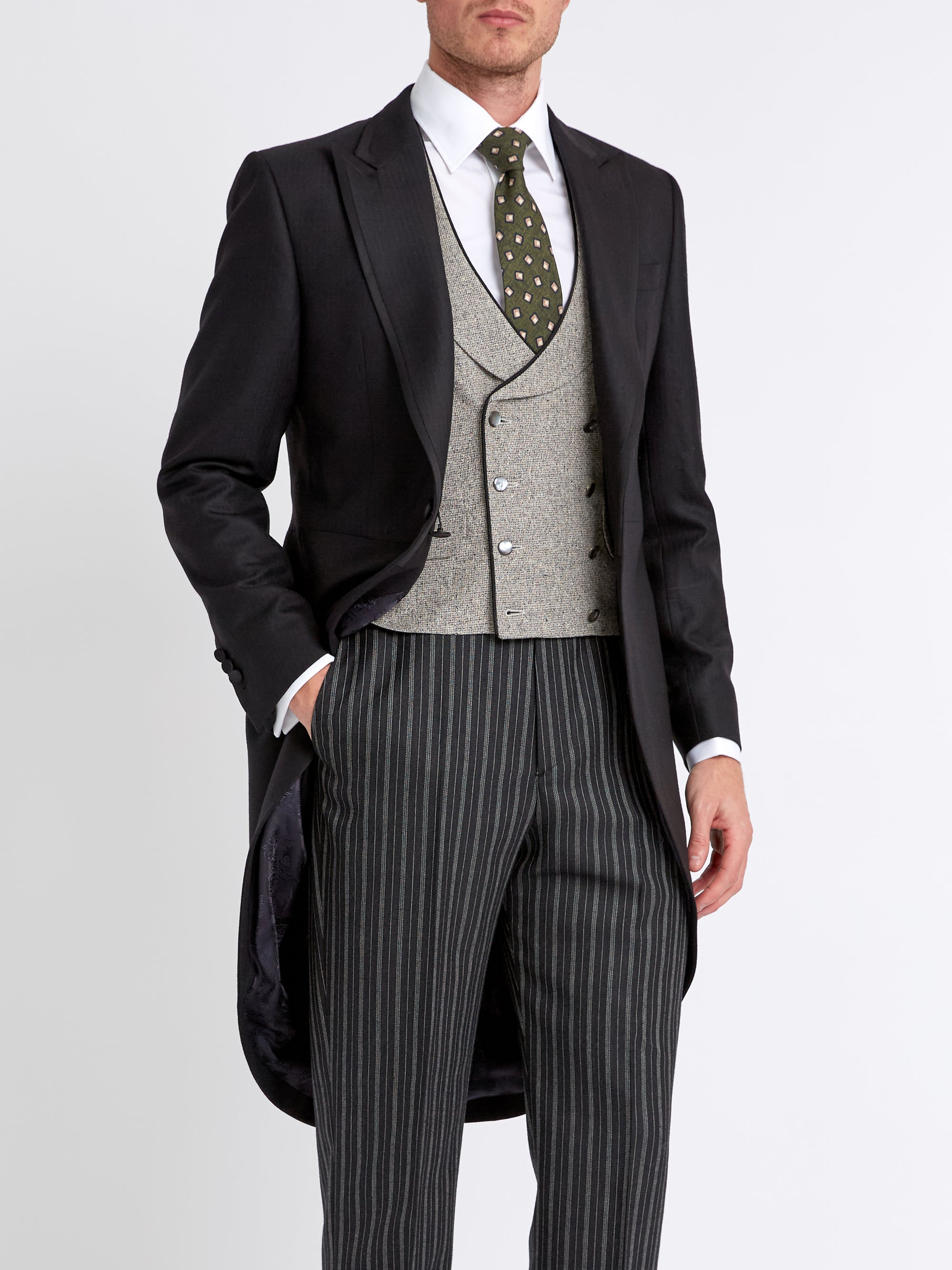 Osterley Grey Double Breasted 8 Button Shawl Lapel Piped Waistcoat