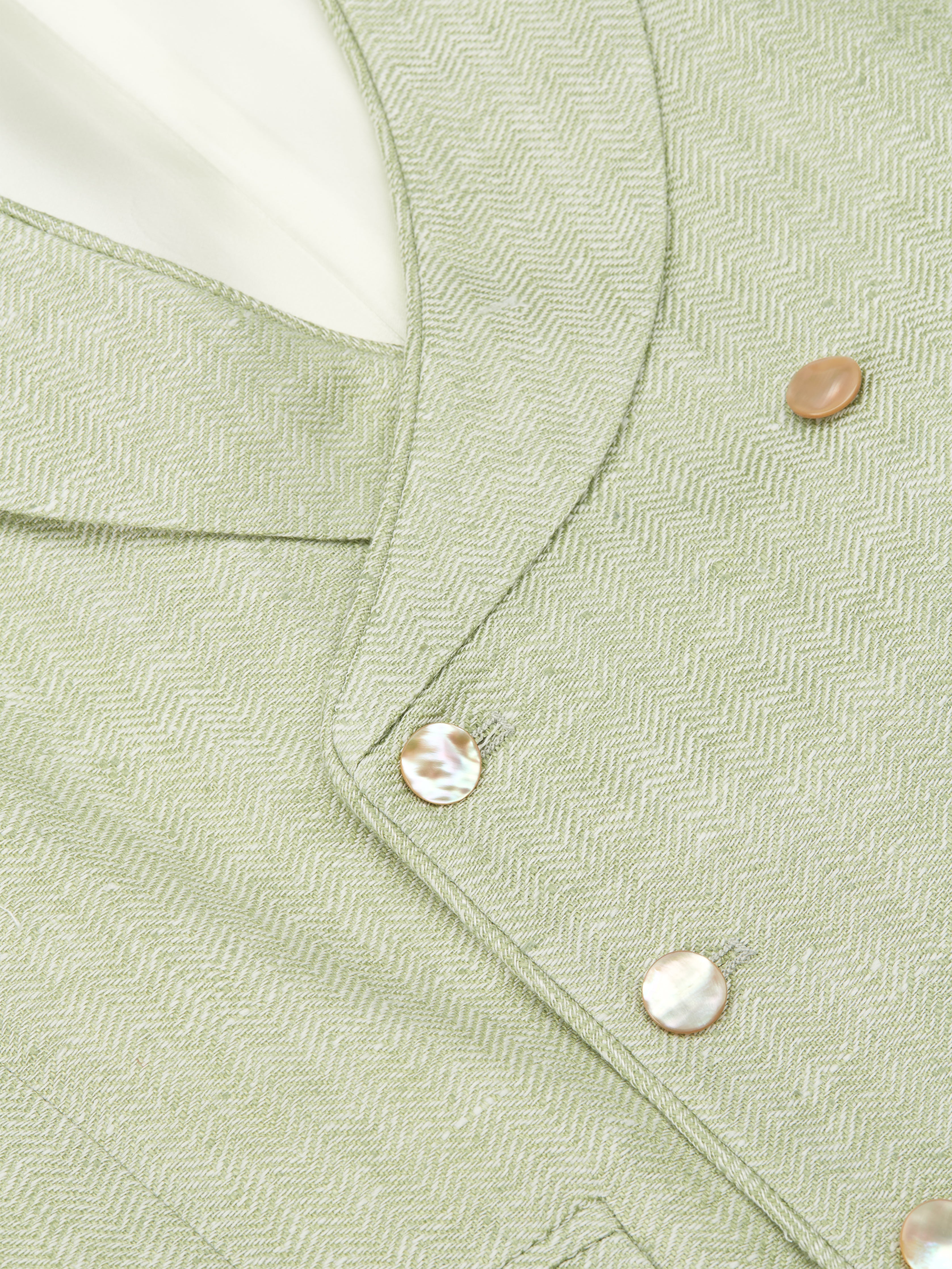 Sage Green Randwick Double Breasted 8 Button Piped Waistcoat