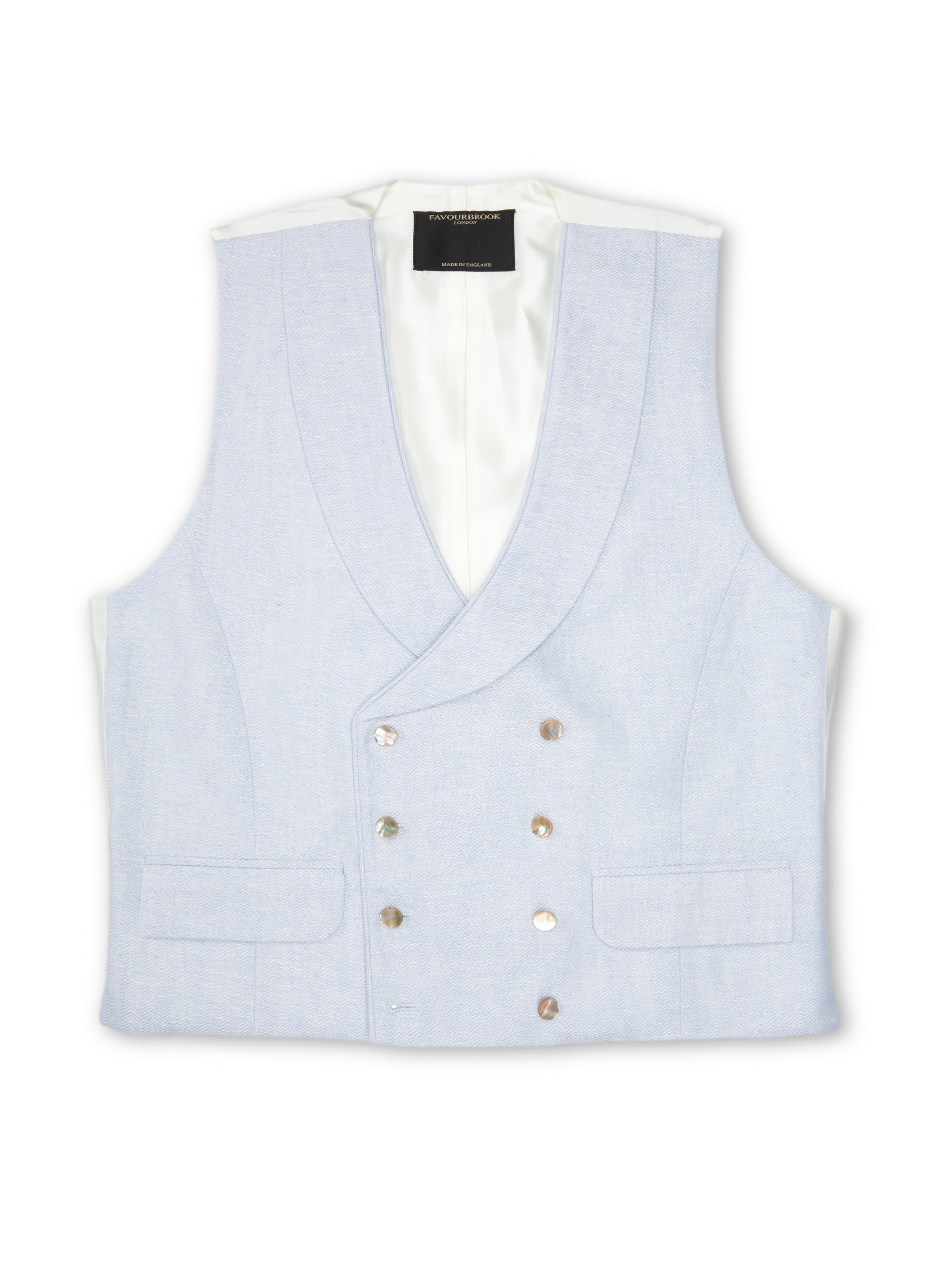 Sky Blue Randwick Double Breasted Waistcoat with Piping