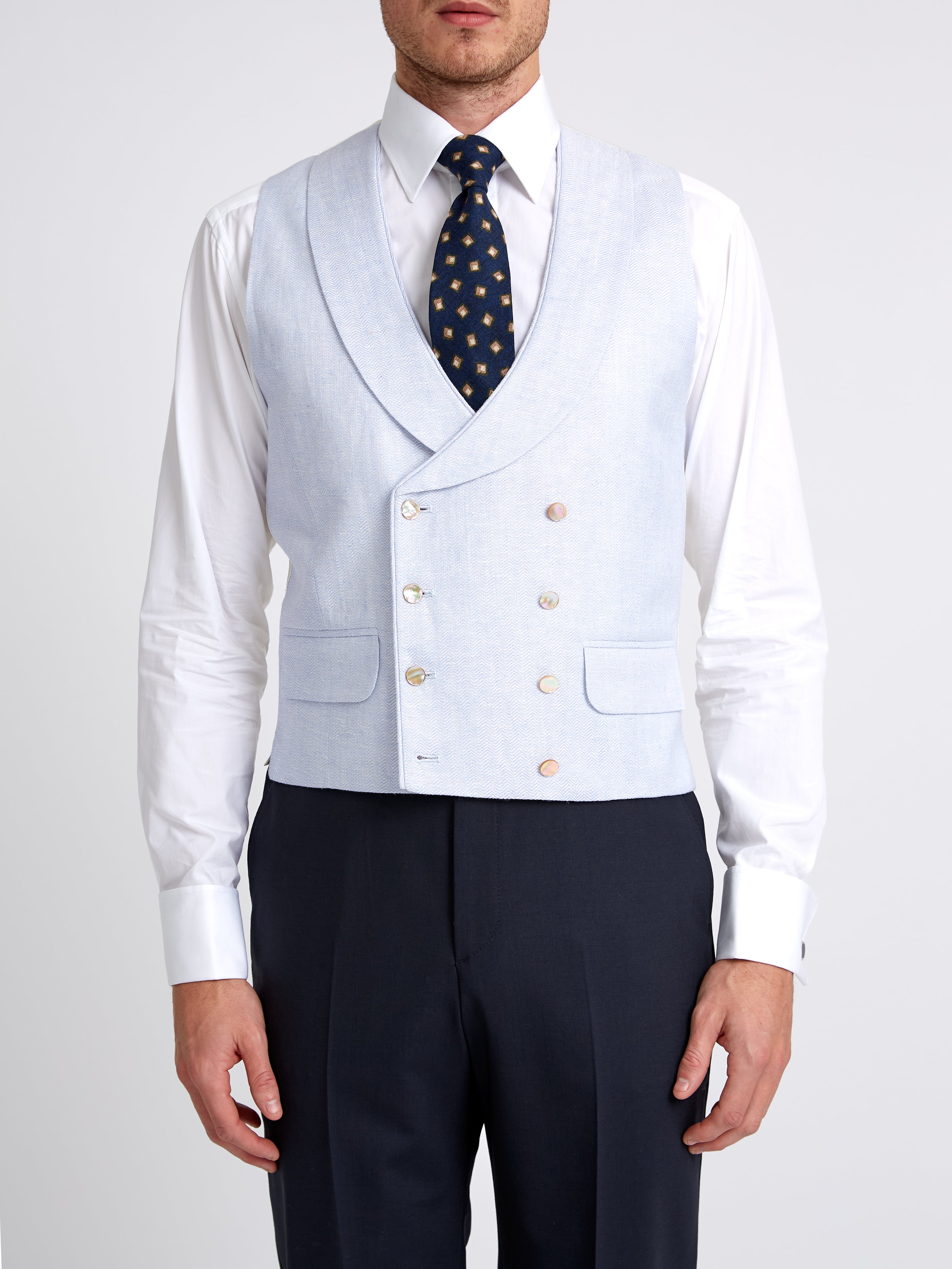 Light blue double outlet breasted waistcoat