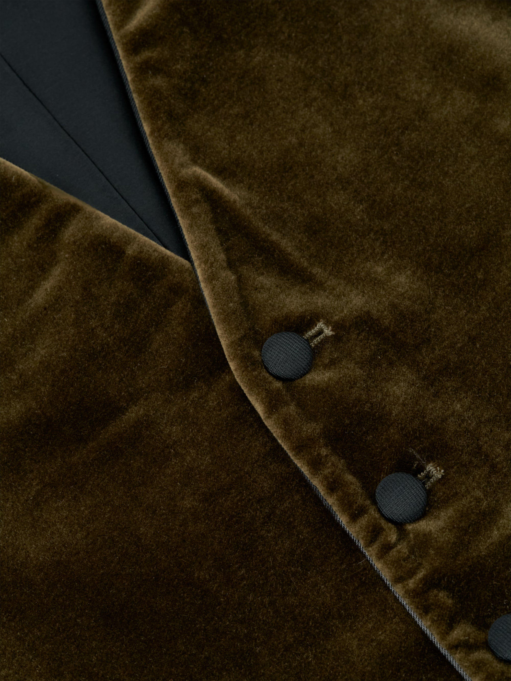Olive Velvet Cotton Single Breasted 6 Button Piped Waistcoat