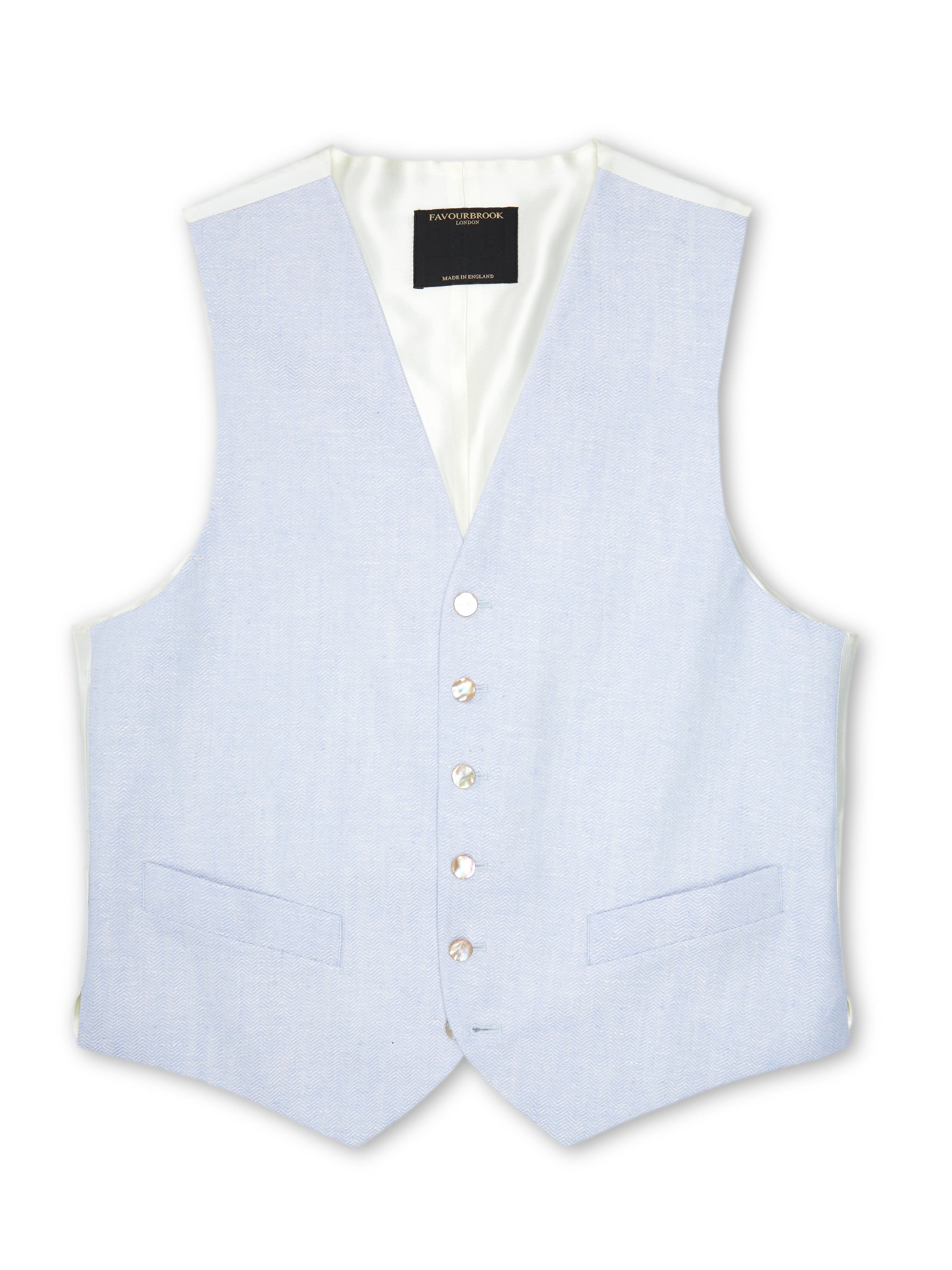 Sky Blue Randwick Single Breasted 6 Button Piped Waistcoat