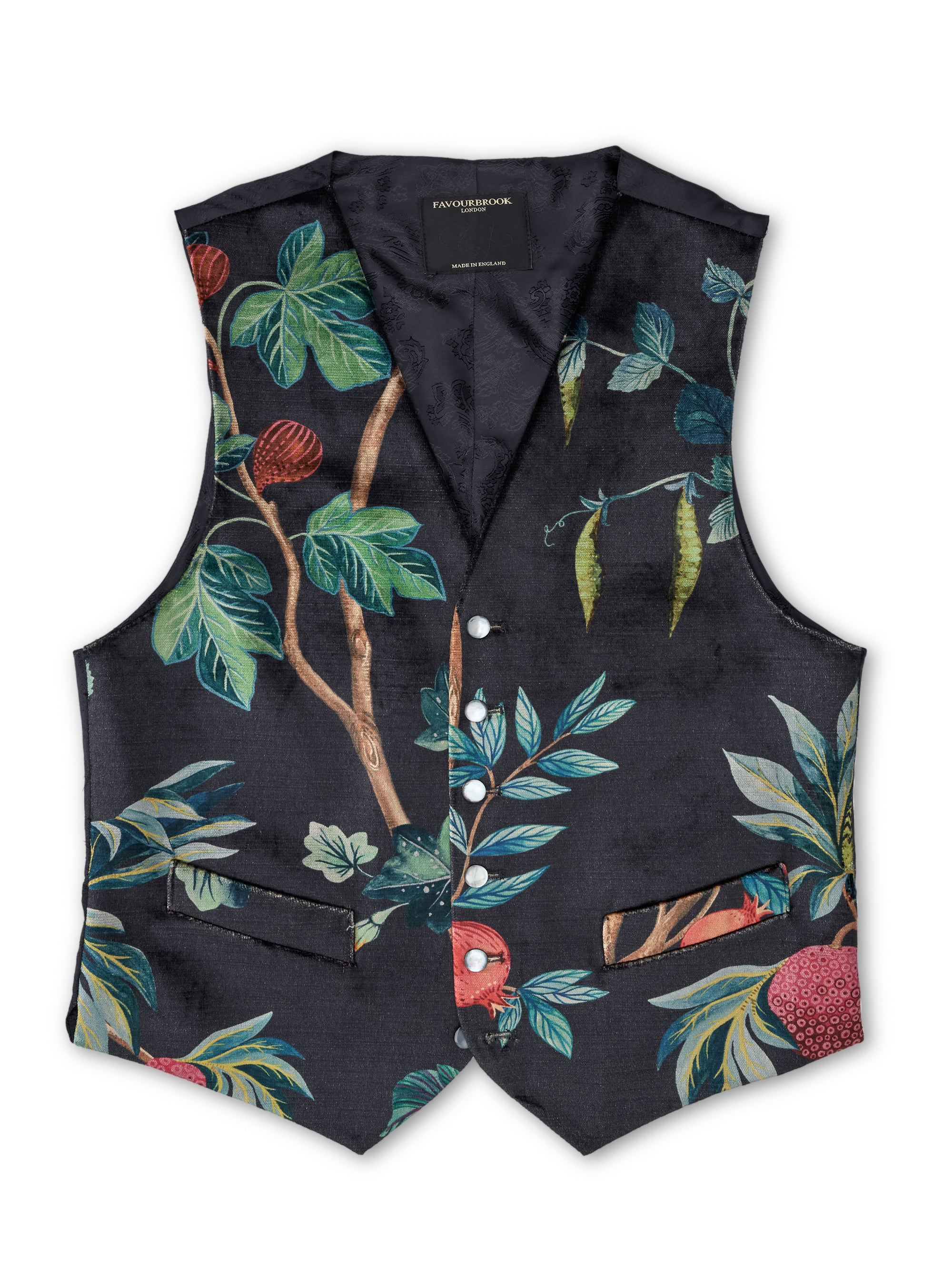 Navy Regency Velvet Single Breasted 6 Button Waistcoat