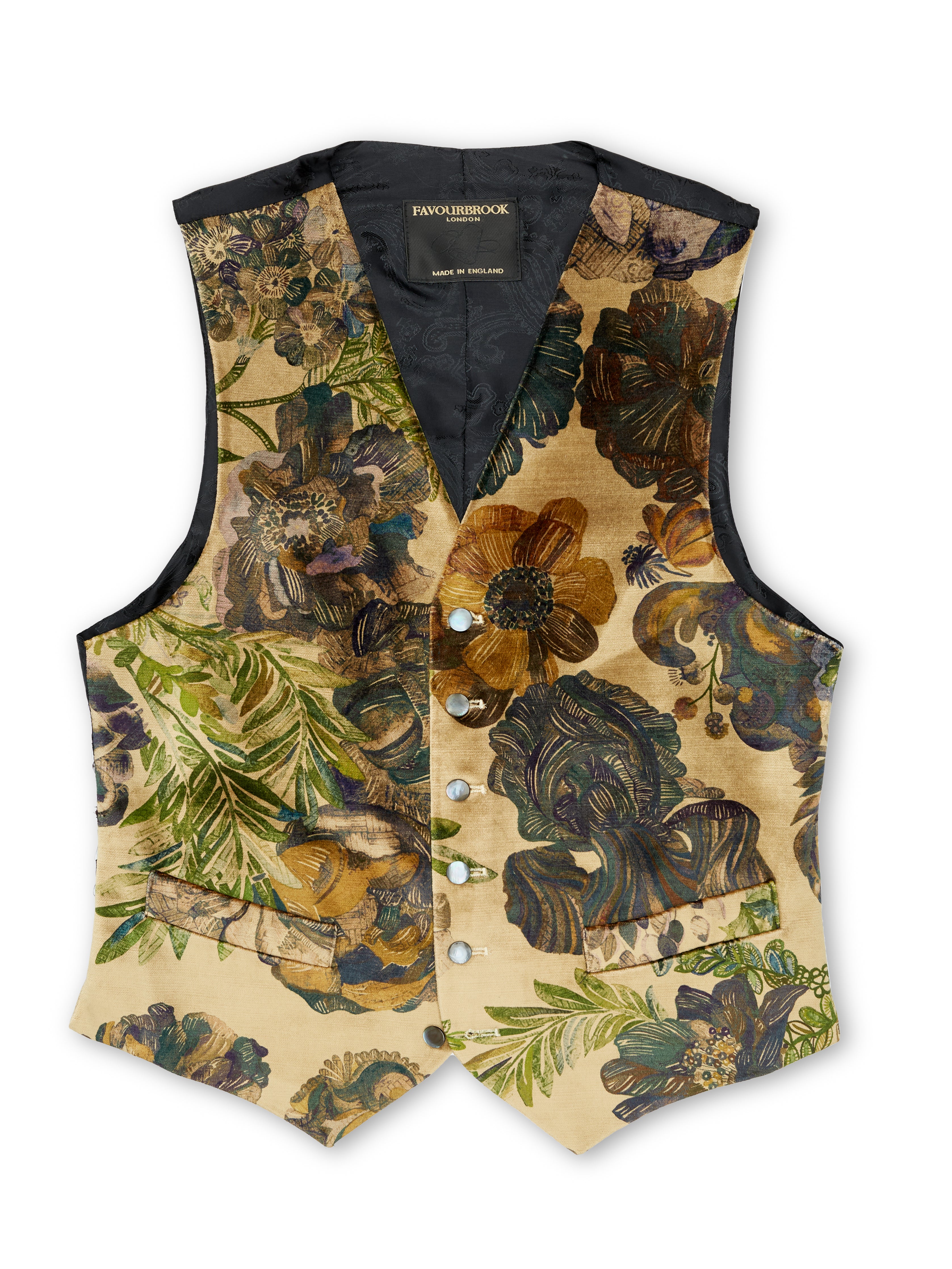 Jeffrey Rose Tree Garden Cotton Single Breasted 6 Button Waistcoat