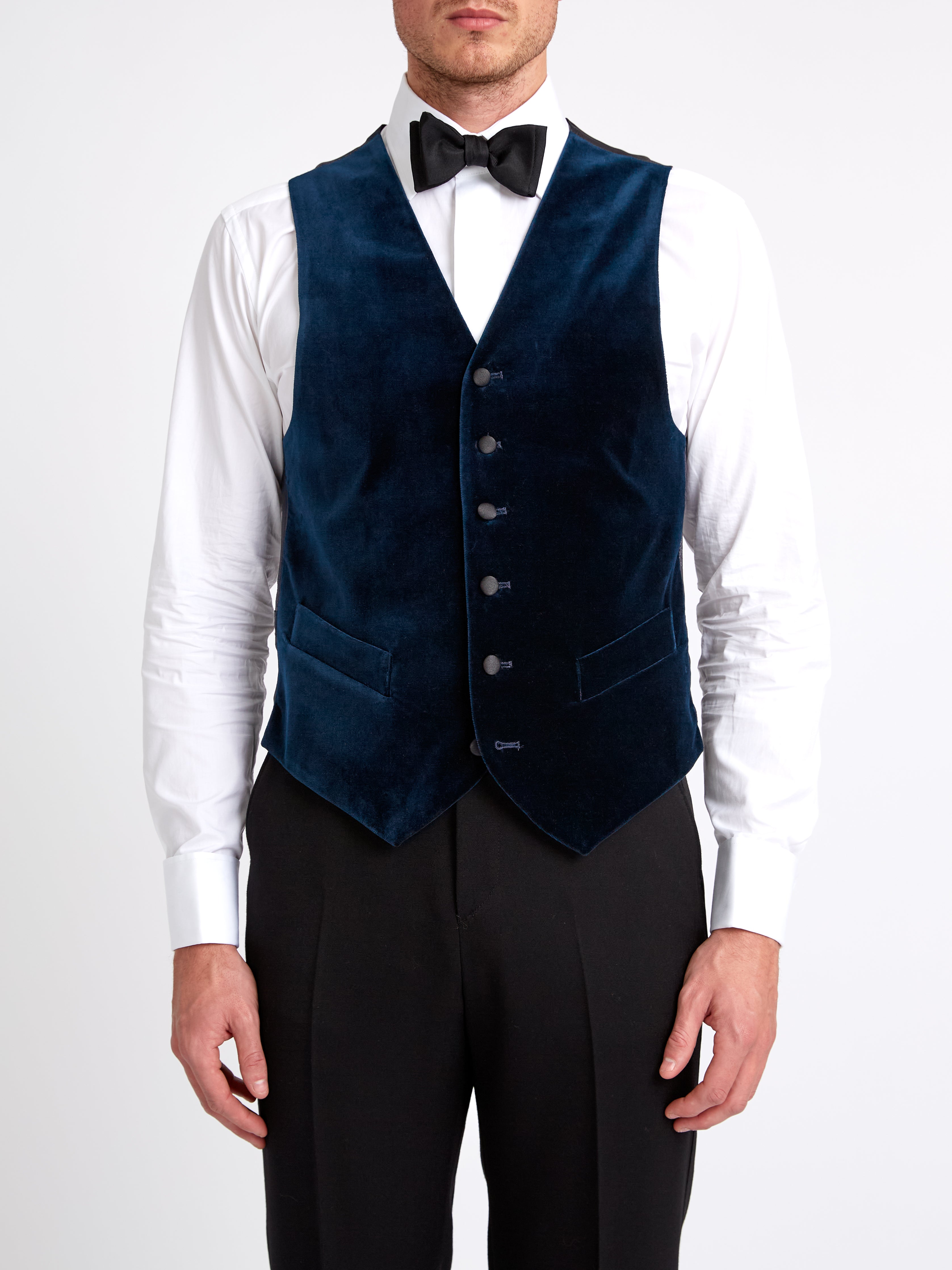 Blue velvet waistcoat sale