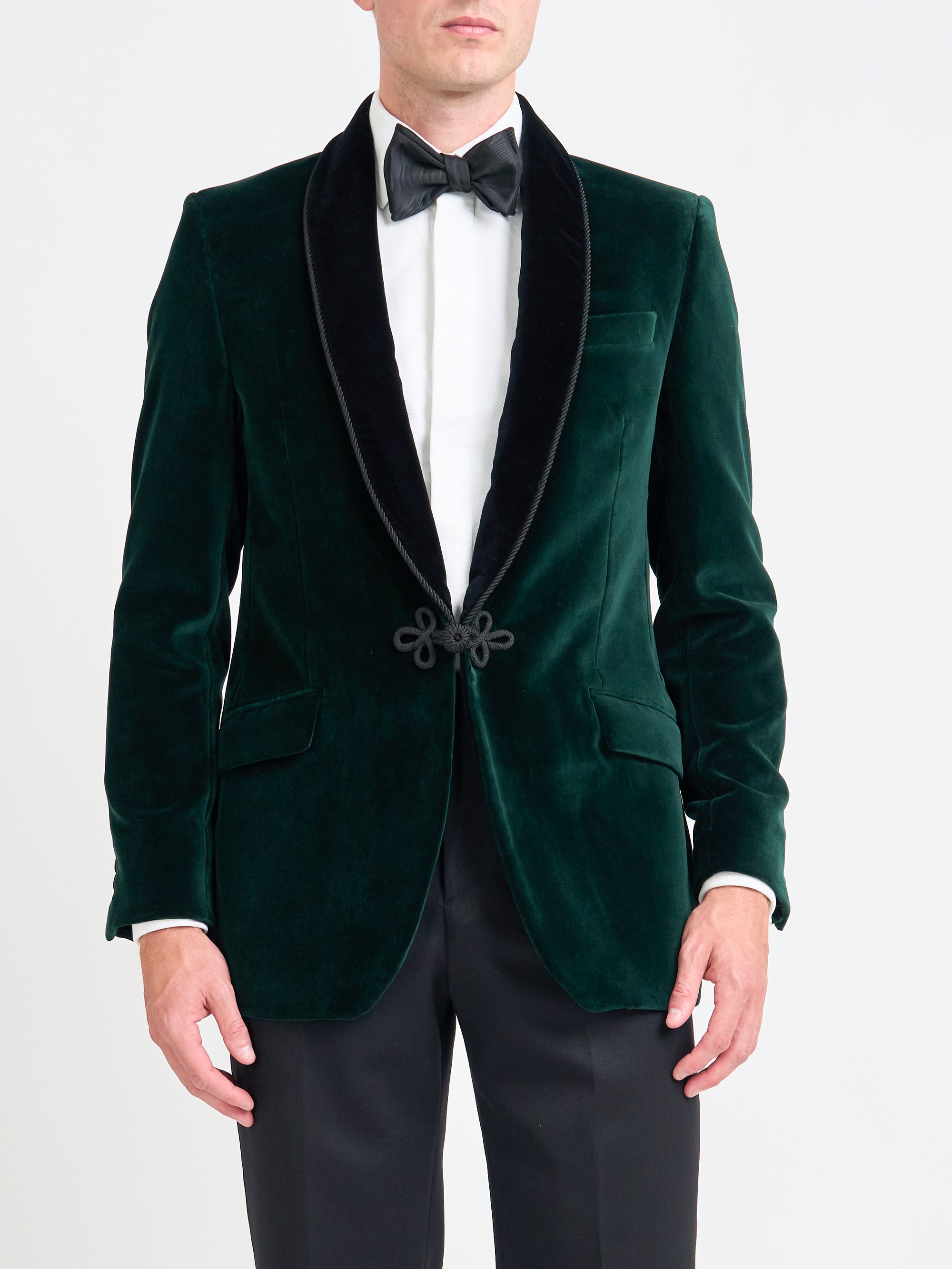 Bottle Green Velvet Single Breasted Grosvenor Smoking Jacket