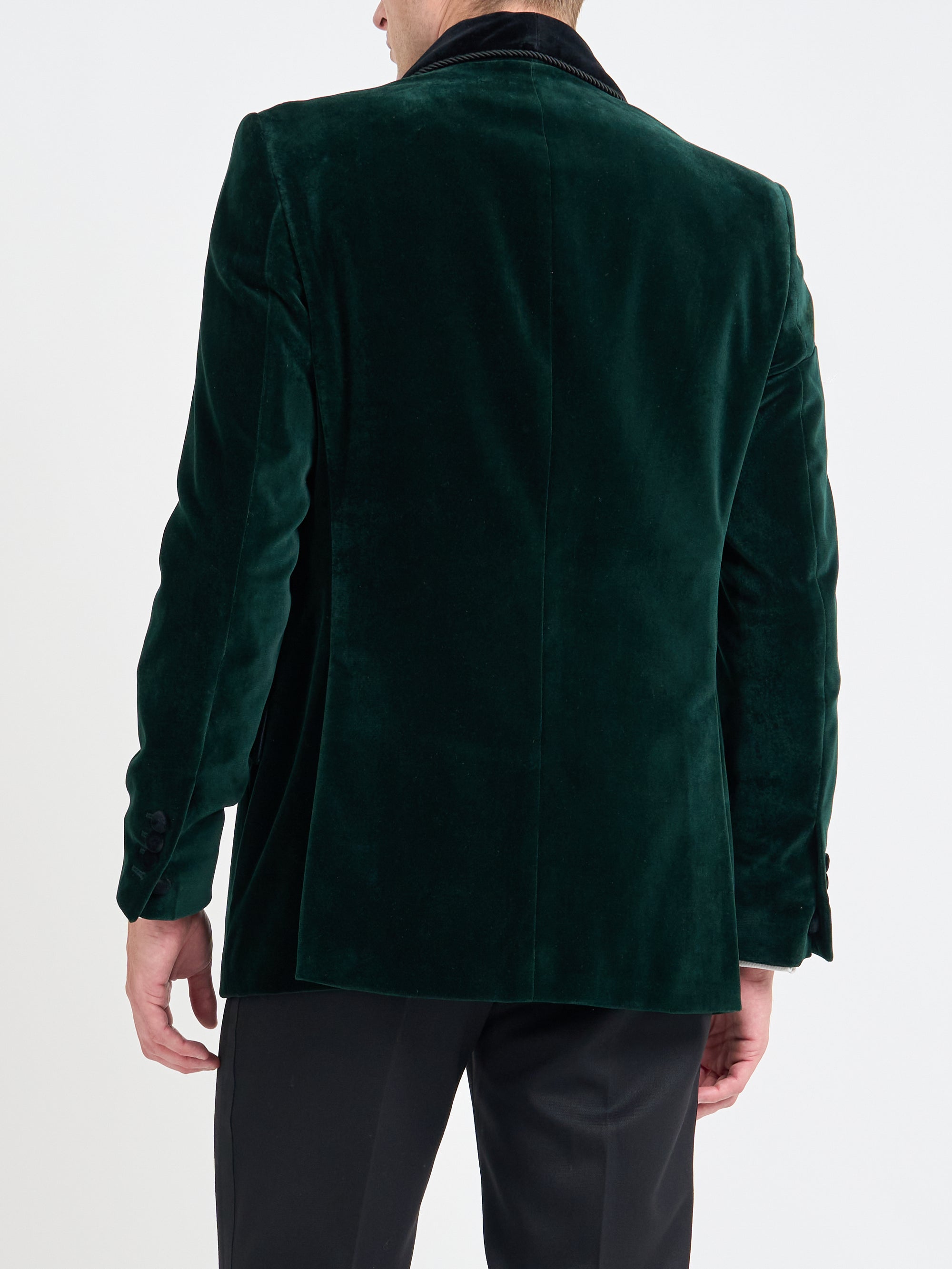 Bottle Green Velvet Single Breasted Grosvenor Smoking Jacket