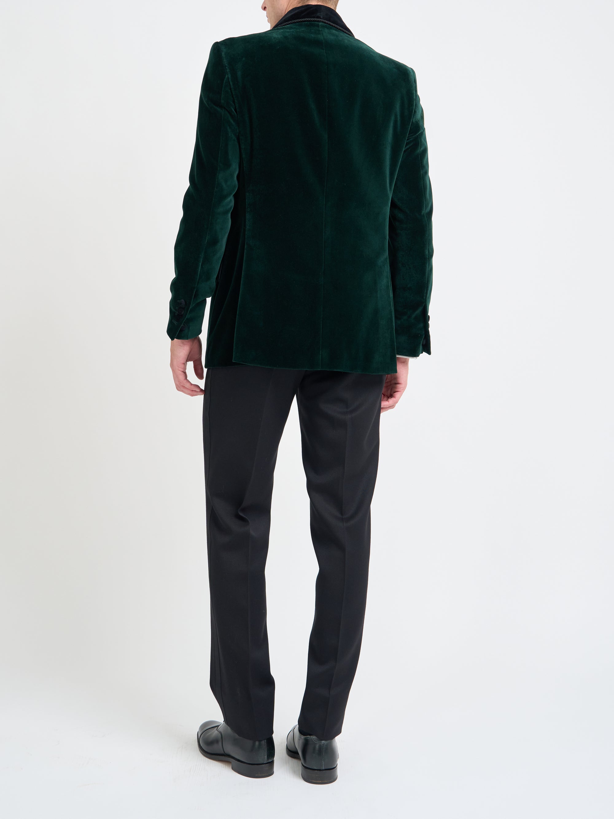 Bottle Green Velvet Single Breasted Grosvenor Smoking Jacket