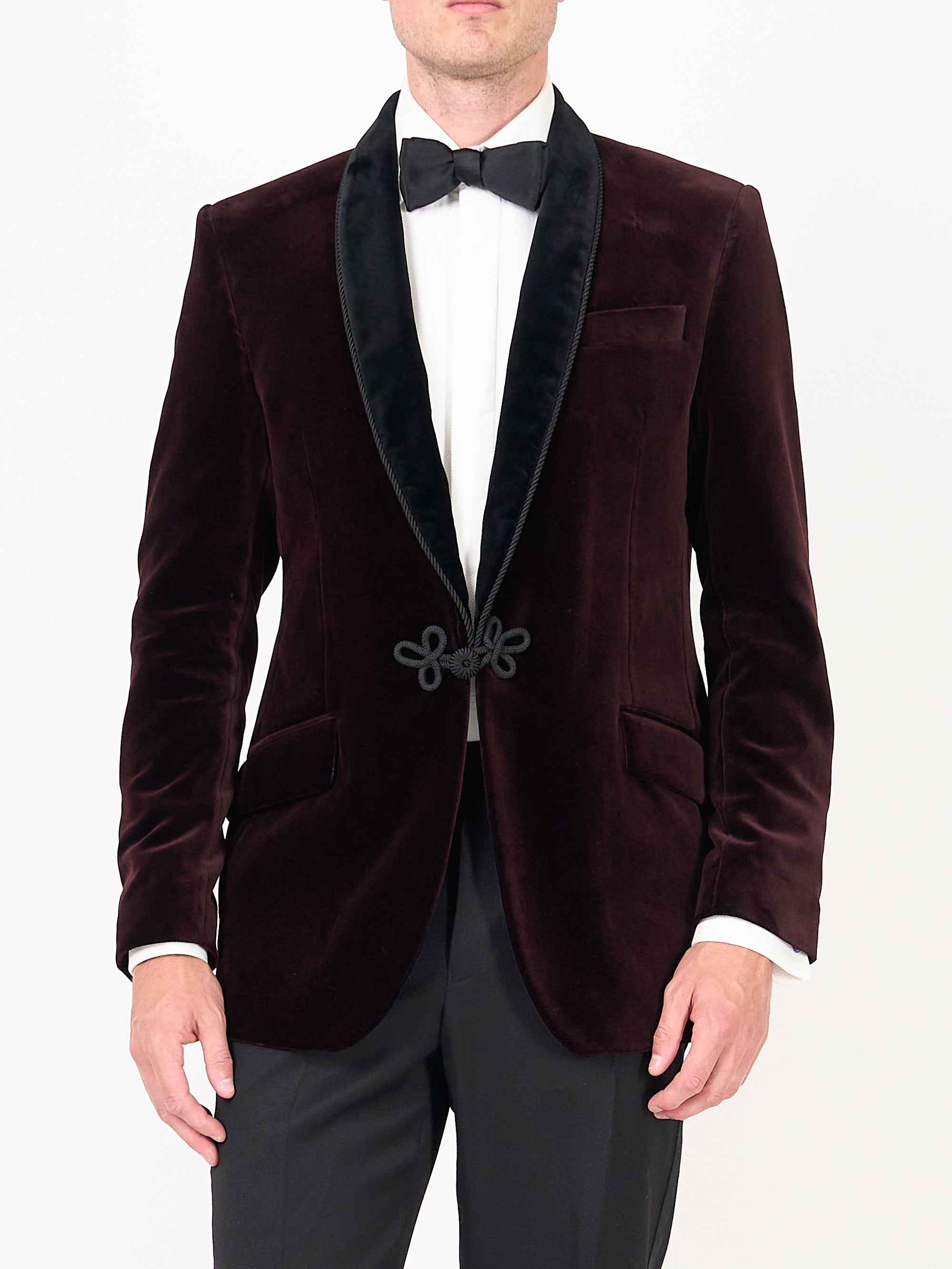 Claret Velvet Single Breasted Grosvenor Smoking Jacket
