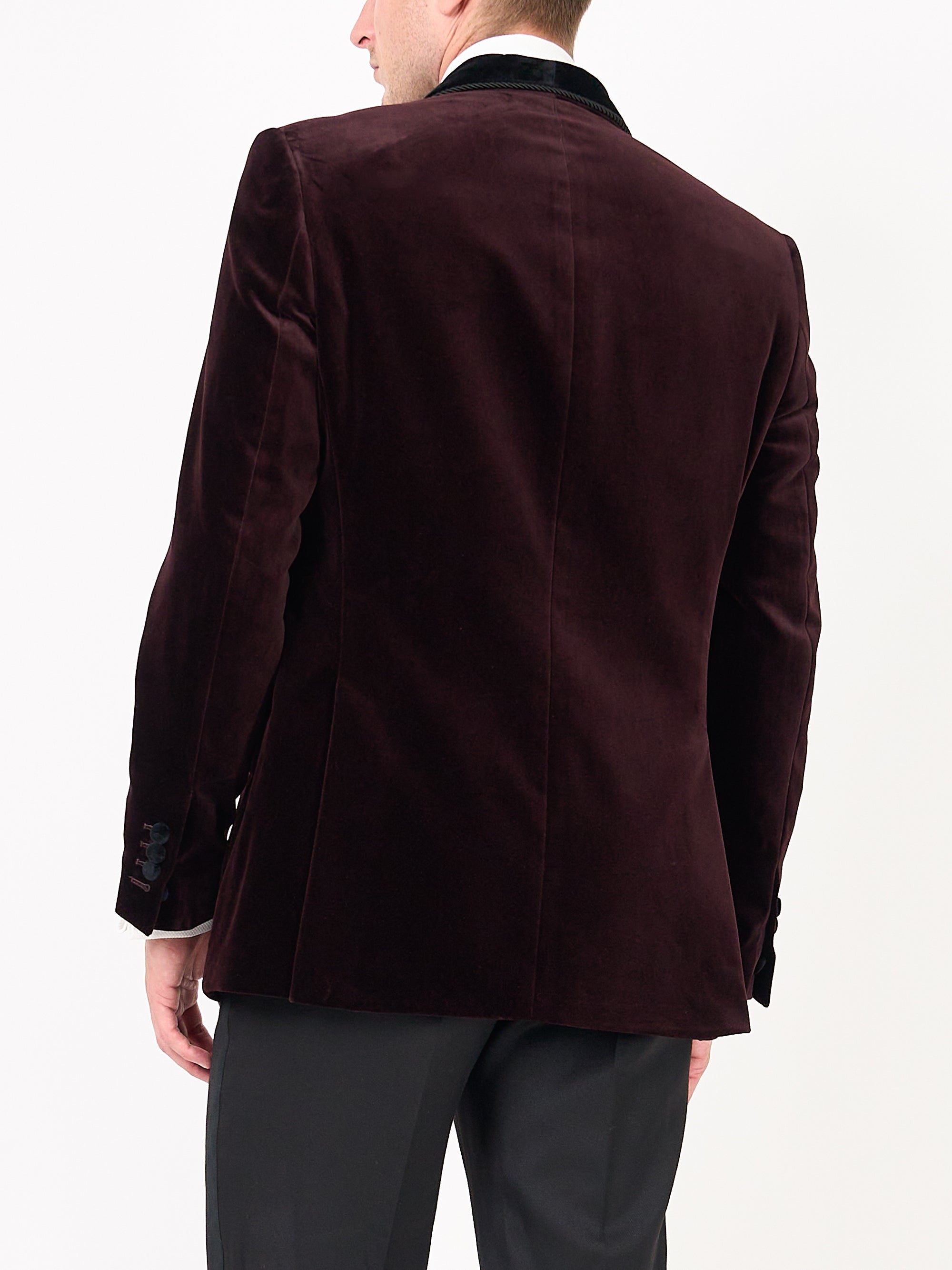 Claret Velvet Single Breasted Grosvenor Smoking Jacket
