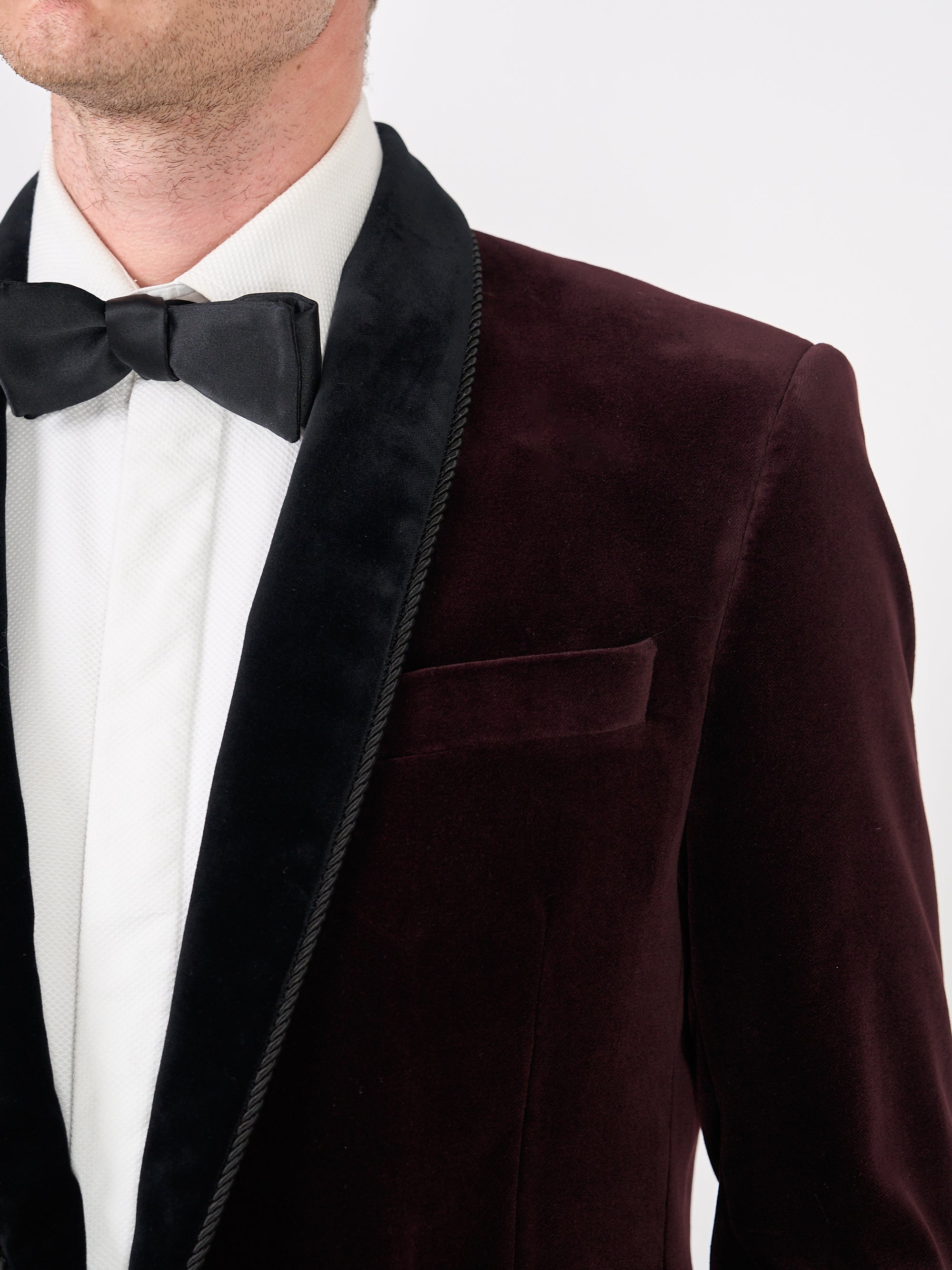 Claret Velvet Single Breasted Grosvenor Smoking Jacket