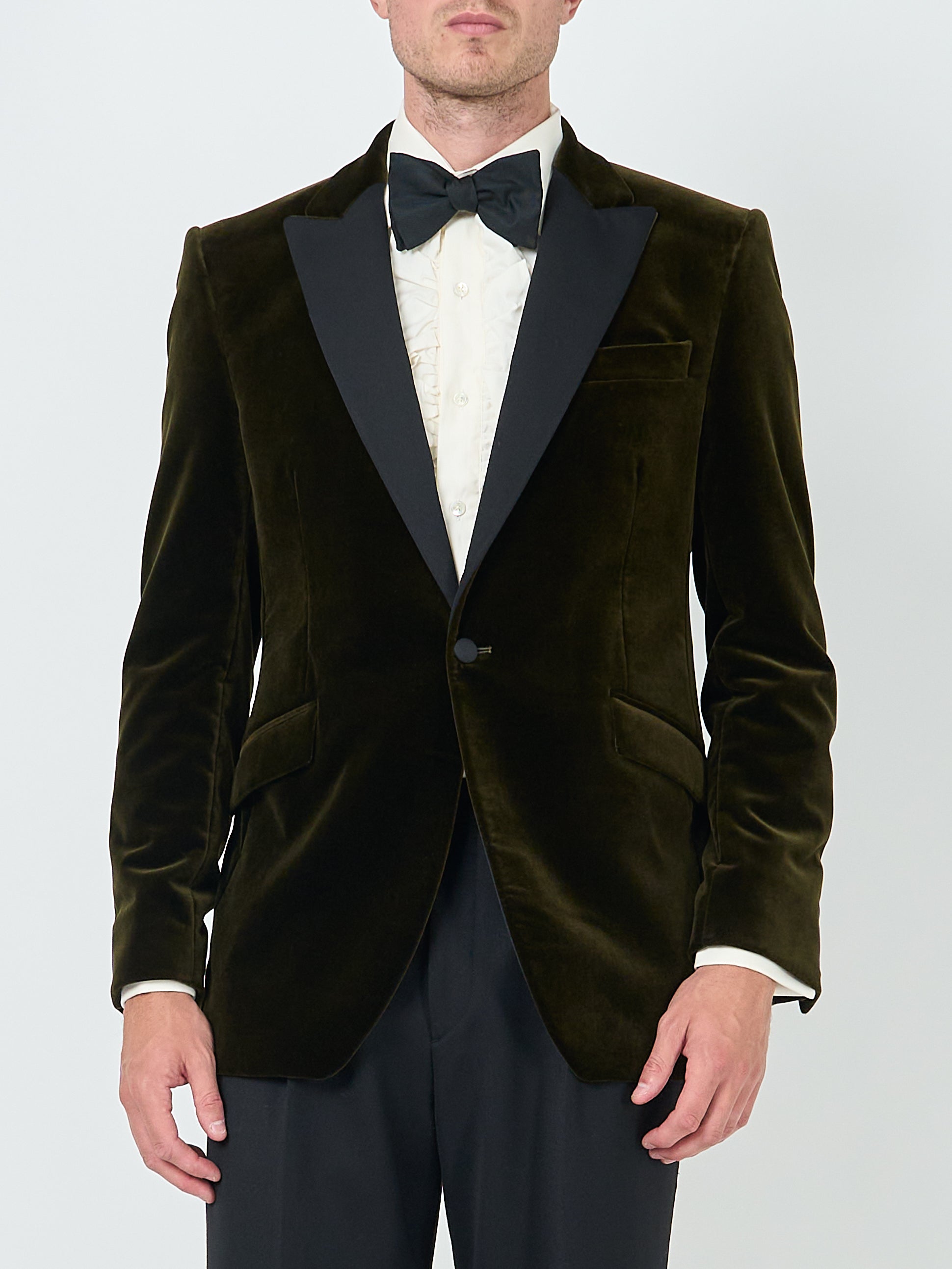Olive Velvet Cotton Dinner Jacket