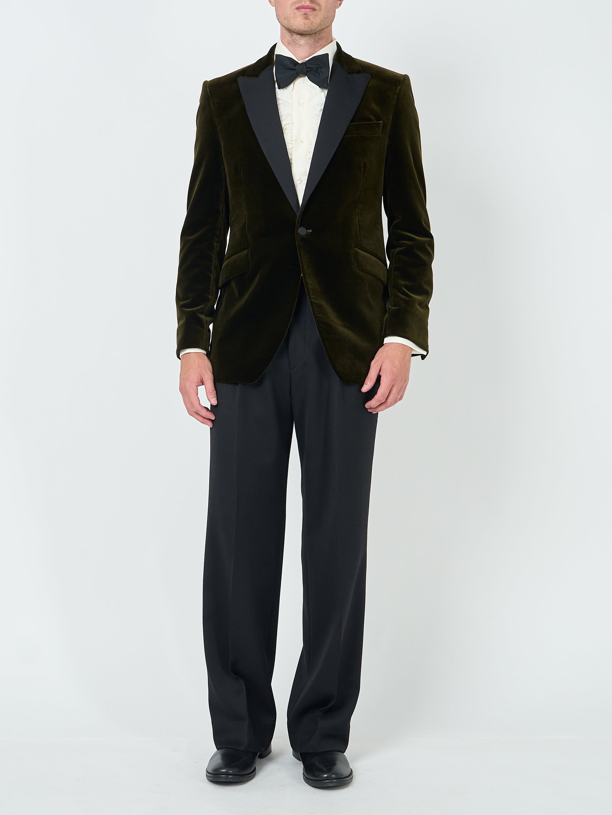 Olive Velvet Cotton Dinner Jacket