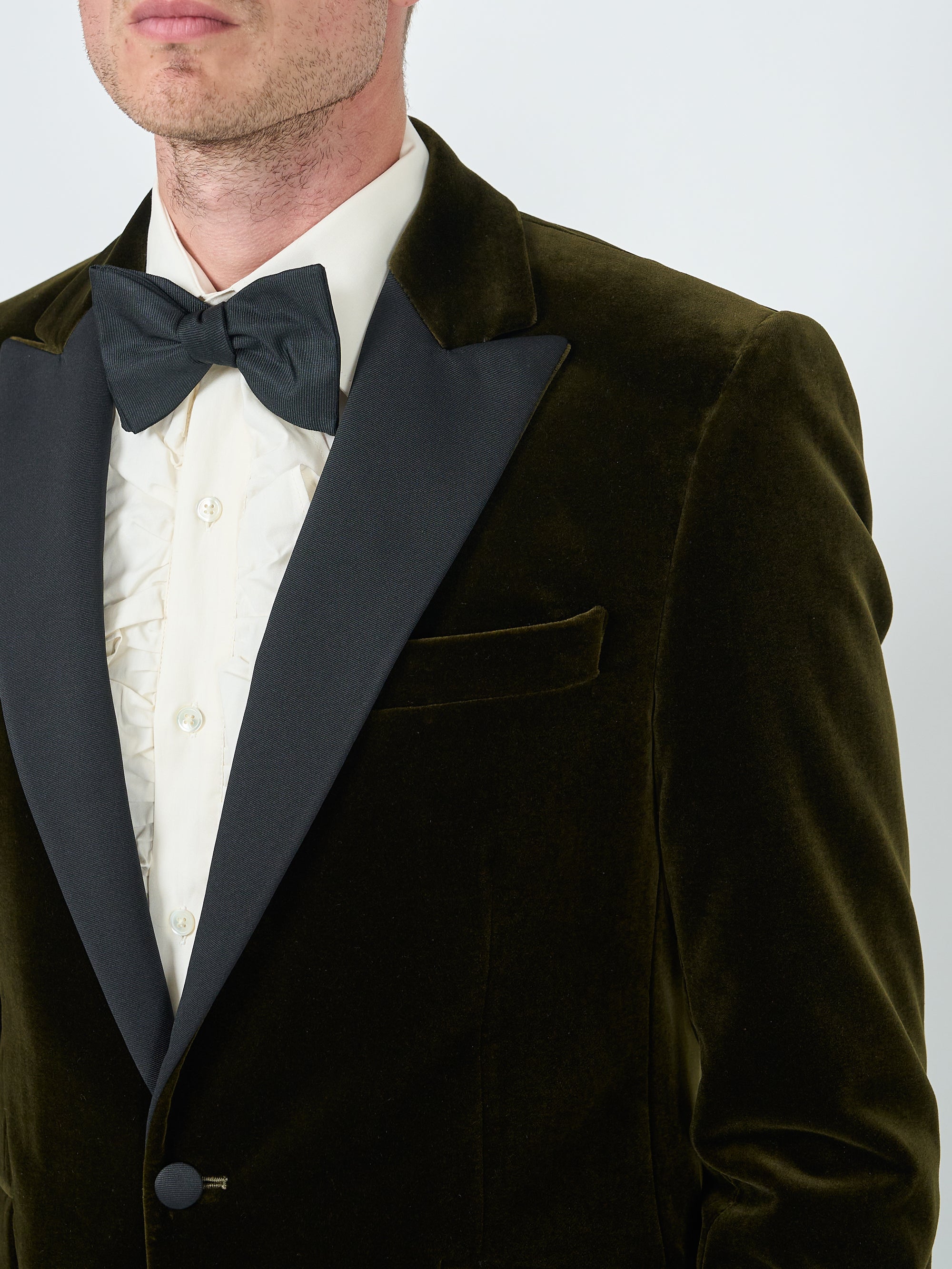 Olive Velvet Cotton Dinner Jacket