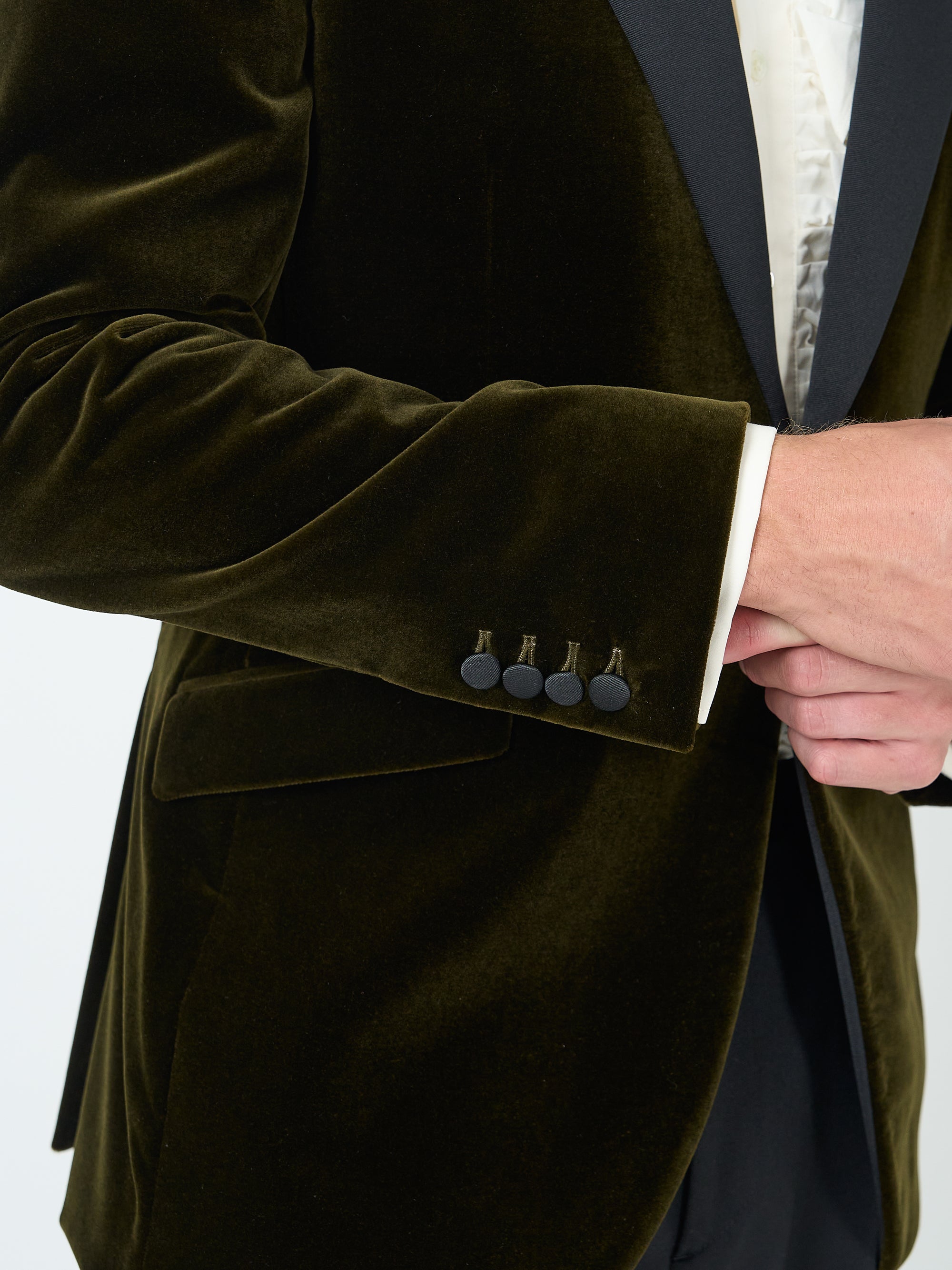 Olive Velvet Cotton Dinner Jacket