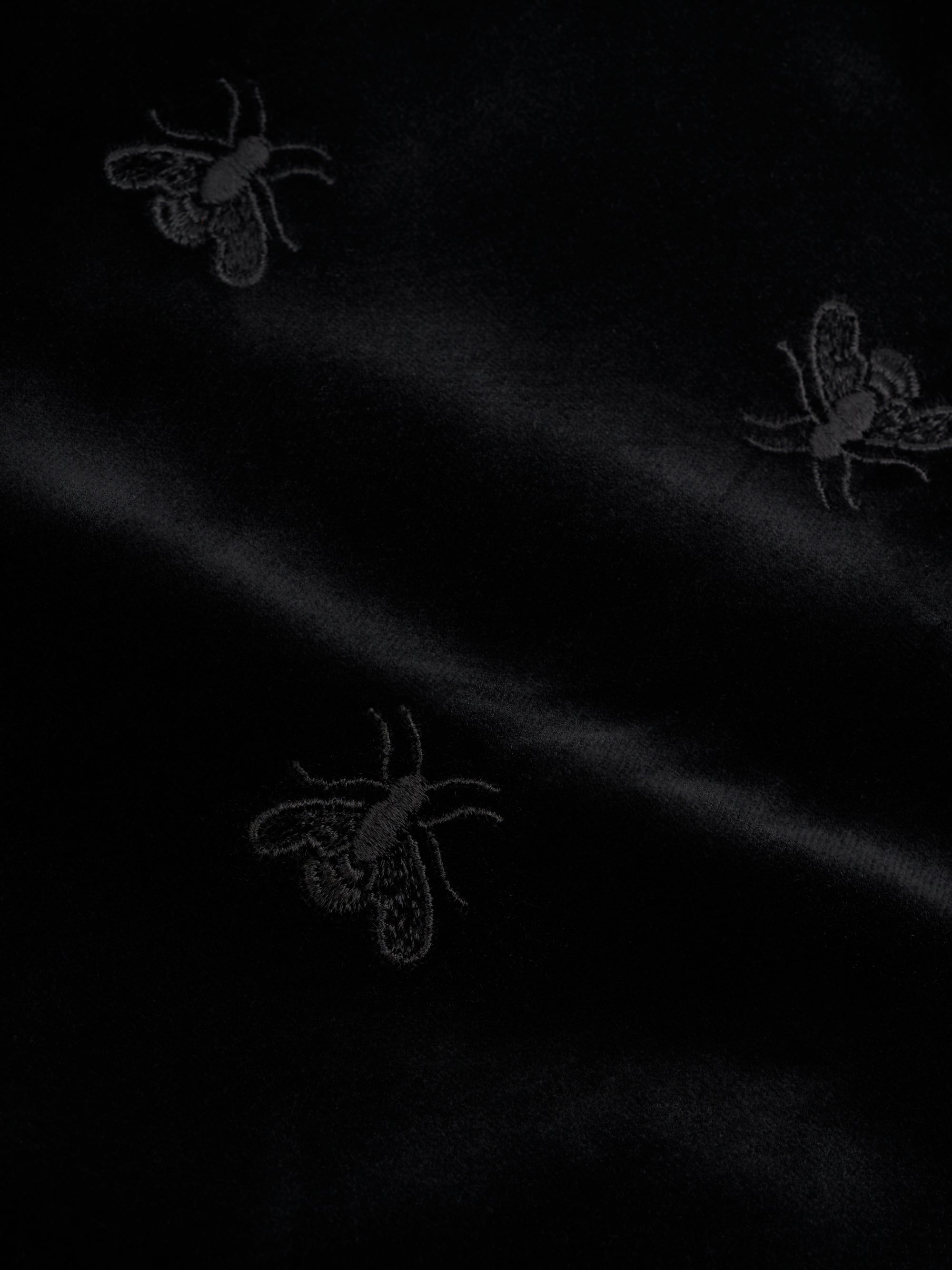 Black Bees Velvet Cotton Nehru Jacket
